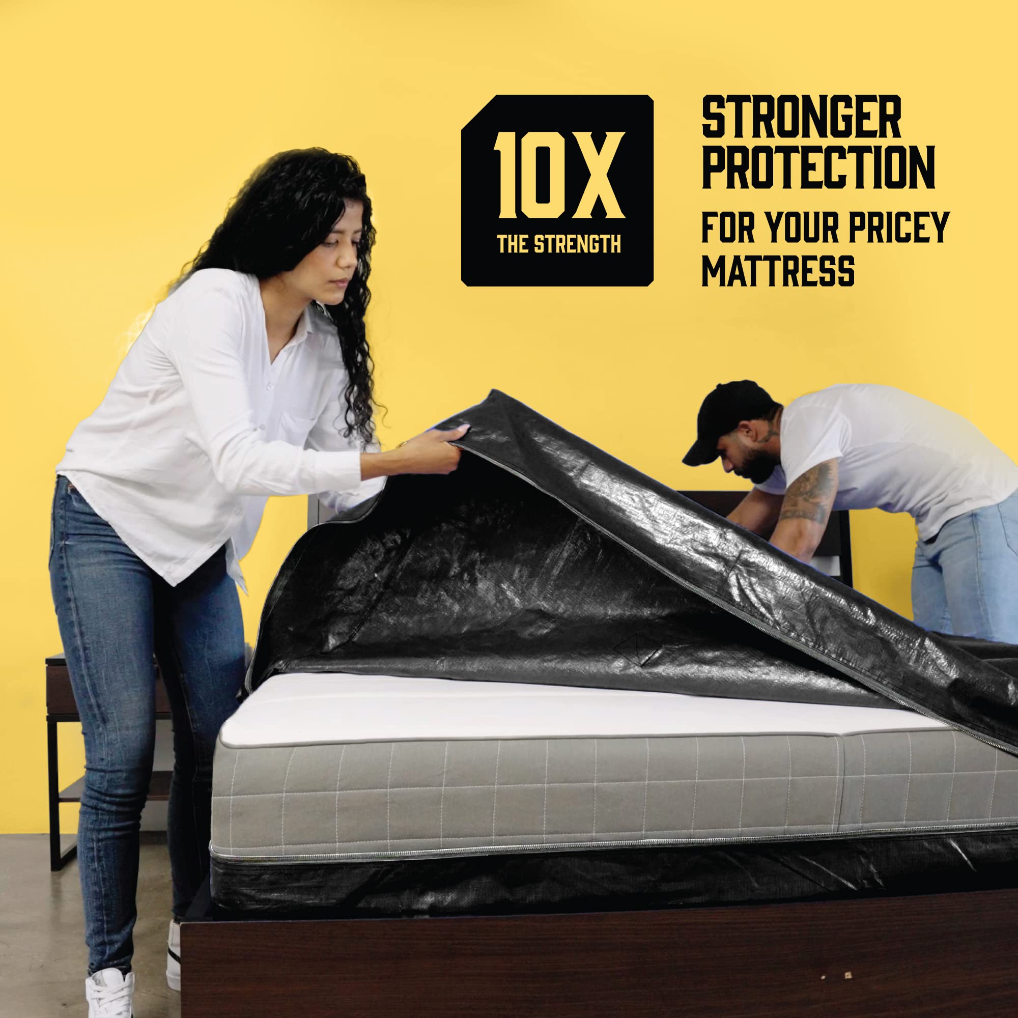 Mattress Bags for Moving with 8 Handles - Extra-Thick Mattress Bag for Moving - Reusable Mattress Storage Bag - Mattress Cover for Moving with Zipper, Moving Mattress Bag Protector  - Like New