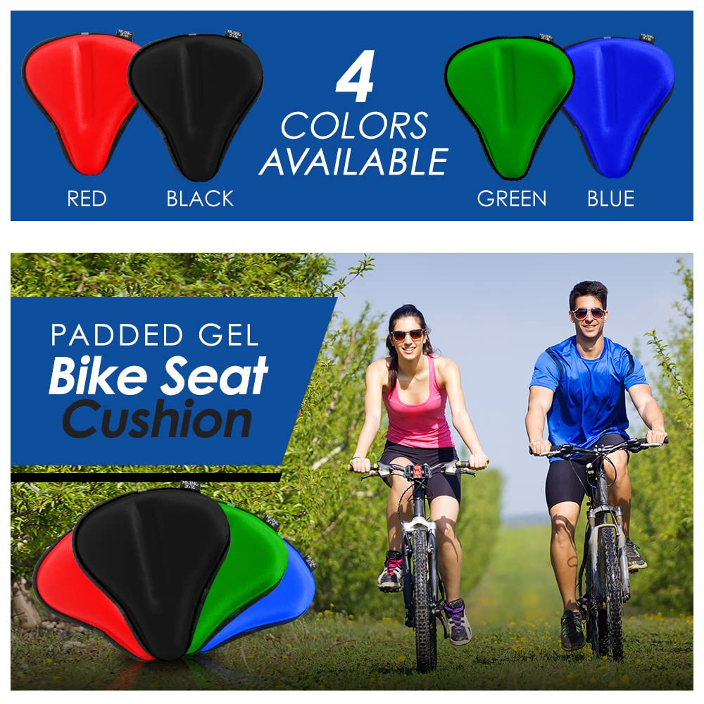 Blue Onion Gel Bike Seat Covers with Safety Reflector - The Most Comfortable Exercise Bike Seat Cushion Cover with Thicker Padding for Men & Women  - Like New