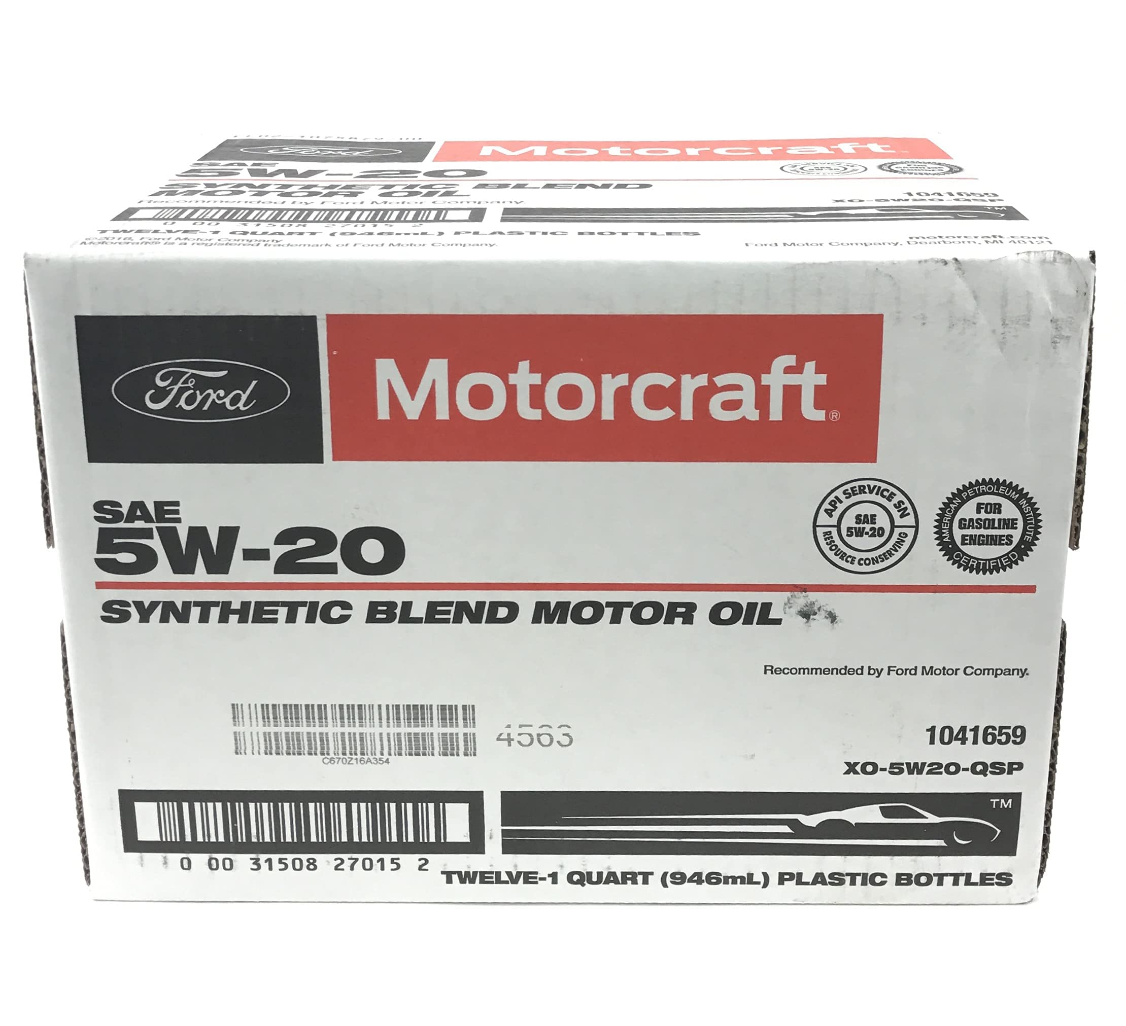 Motorcraft SAE 5w20 Synthetic Blend Motor Oil- 12 Quart Case