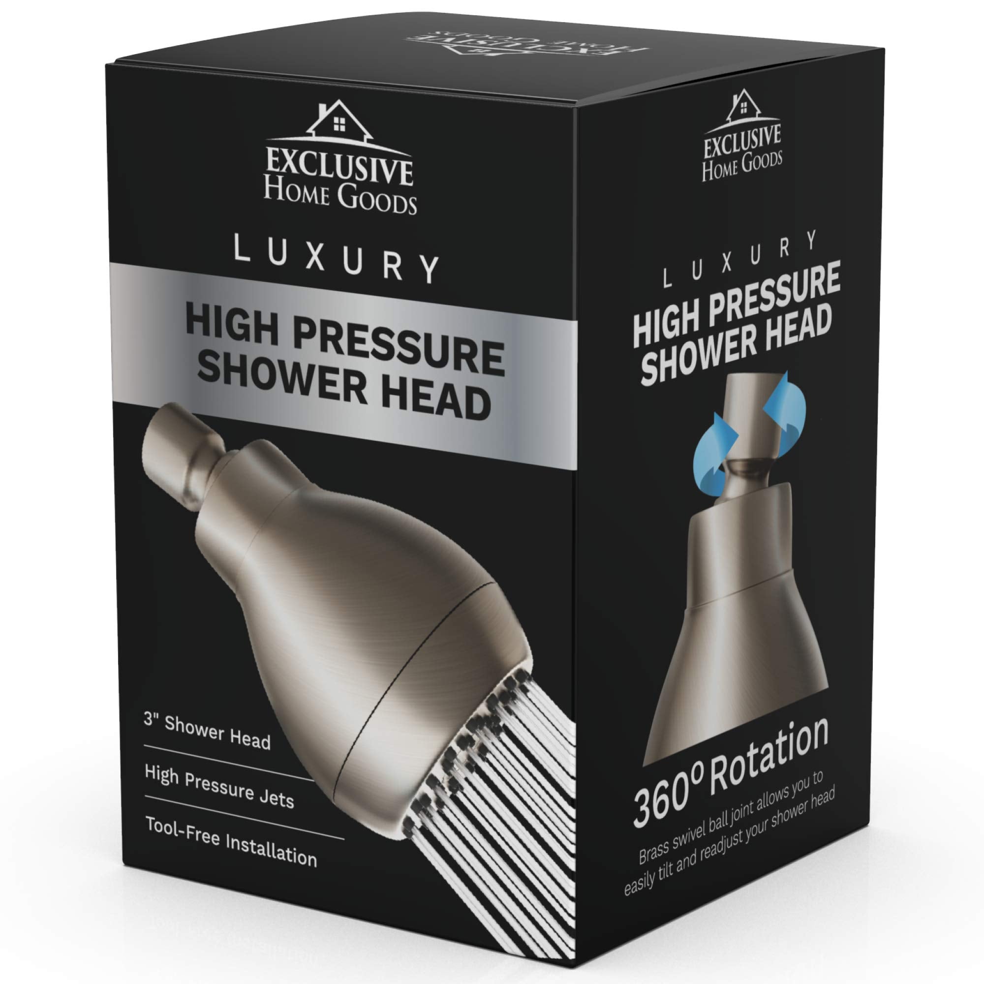 High Pressure Shower Head - Powerful Deluxe Bathroom Showerhead with Strong Spray Stream and Small Silicone Nozzles  - Very Good