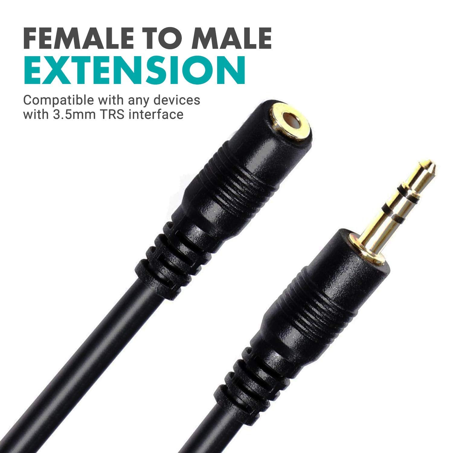 Movo TRS Female 3.5mm to TRS Male 3.5mm Extension Cable for Camera/Video Microphones (fits Rode, Takstar, Audio-Technica, Canon, Nikon)  - Good