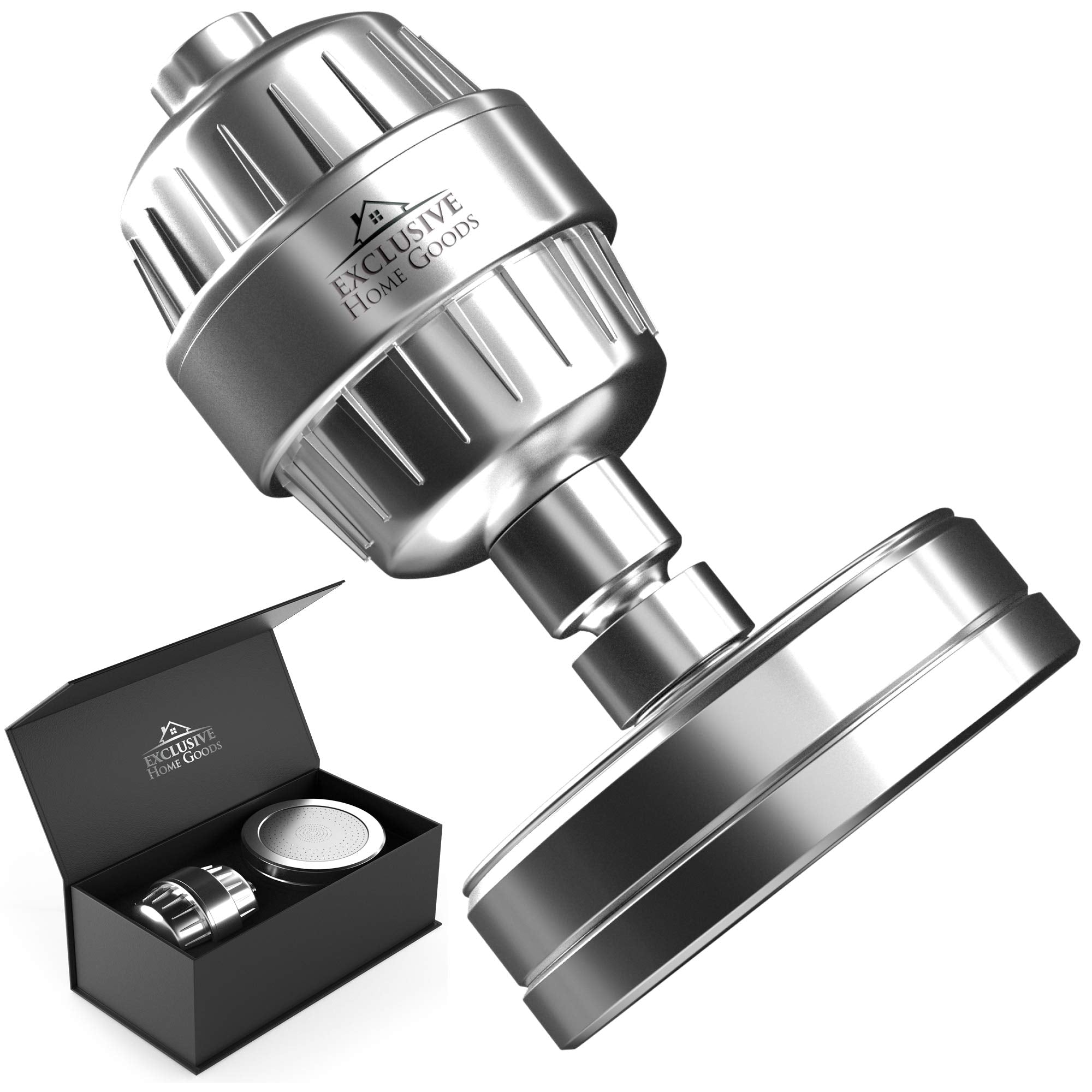 High-Pressure Shower Head and 15 Stage Filtered Shower Head System Combo, Softens Water, Removes Chlorine, Heavy Metals and Impurities while Rejuvenating Skin and Hair  - Like New