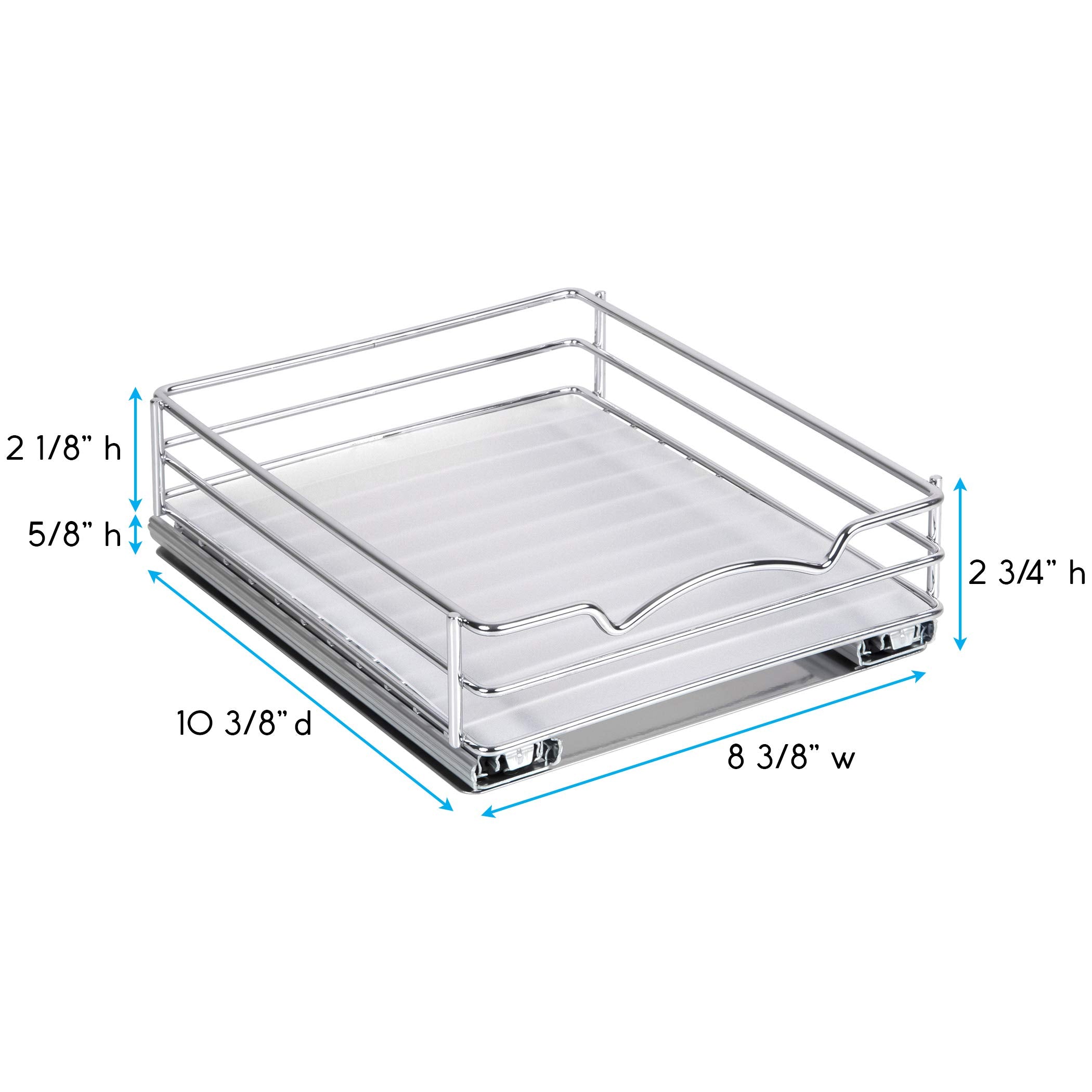 Pull Out Spice Rack Organizer for Cabinet, Heavy Duty-5 Year Limited Warranty, Chrome 8-3/8"Wx 10-3/8"D x 2-1/8 H Slide Out for Upper Kitchen Cabinets and Pantry, Fits Spices, Sauces, Canned Food etc.  - Like New