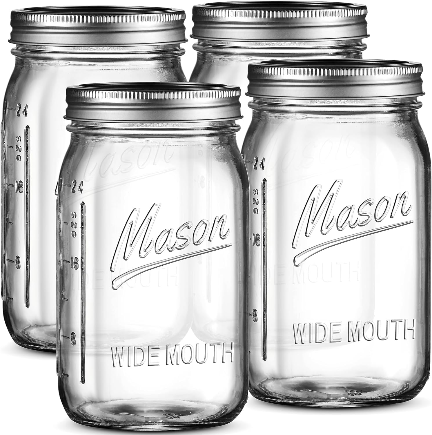SEWANTA Wide Mouth Mason Jars 32 oz [6 Pack] With mason jar lids and Bands, mason jars 32 oz - For Canning, Fermenting, Pickling - Jar Decor - Microwave/Freeze/Dishwasher Safe.  - Like New
