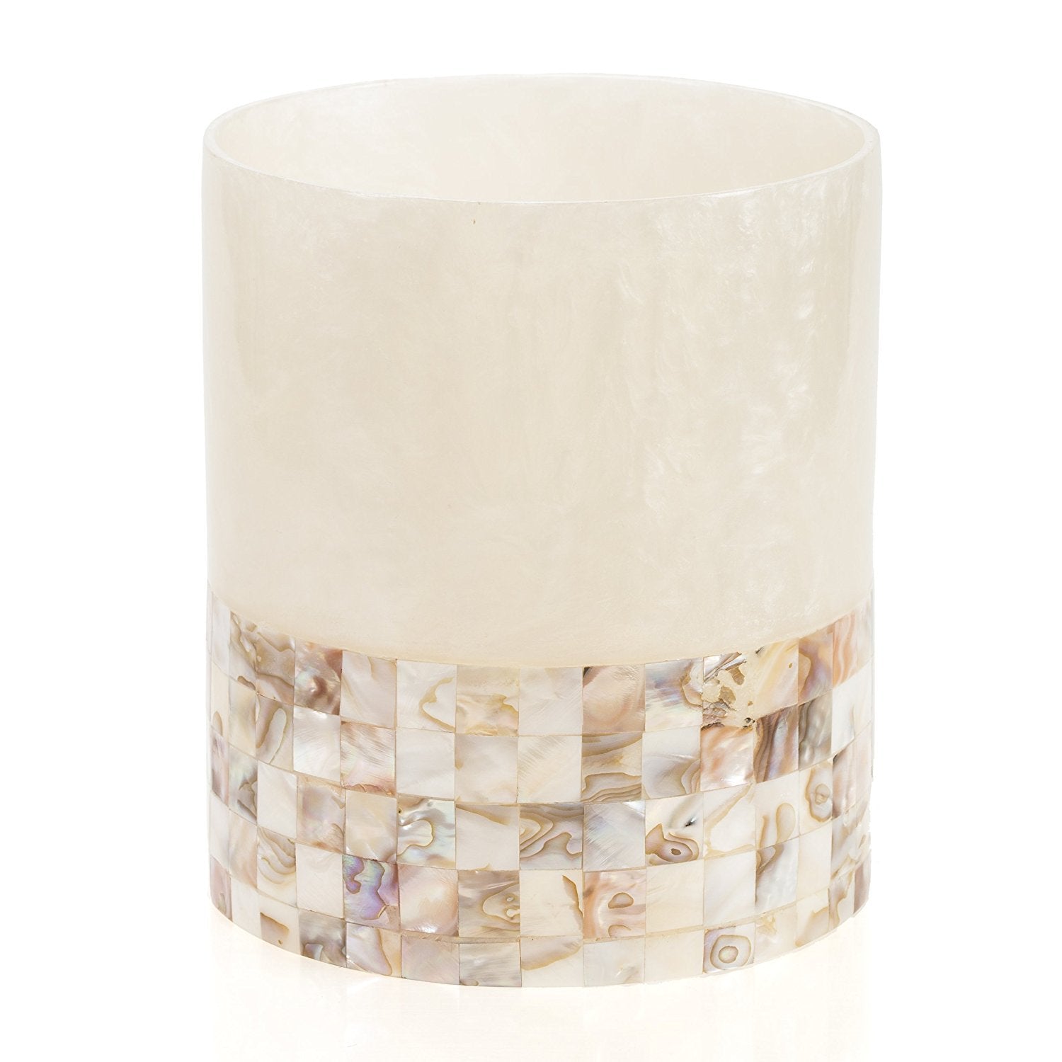 Creative Scents Bathroom Trash Can - Decorative Bathroom Wastebasket Finished in Beautiful Mother of Pearl - Modern Round Waste Basket for Bathroom, Powder Room Or Living Room (Milano Collection)  - Like New
