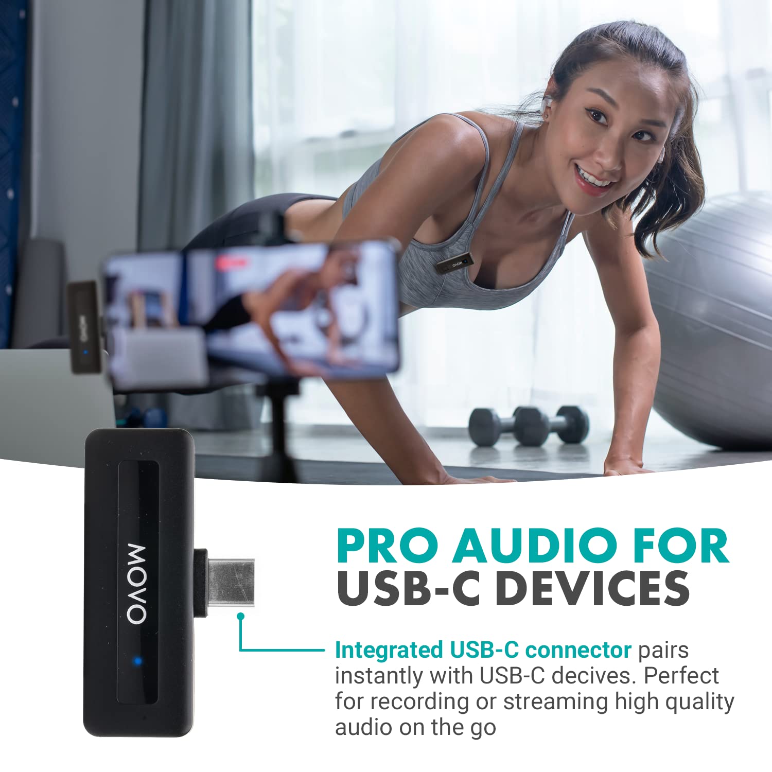 Movo Wireless Mini UC USB-C Wireless Microphone for Android - Wireless Lavalier Mic for Android Phones, Laptops, iPad Pro, and More  - Good