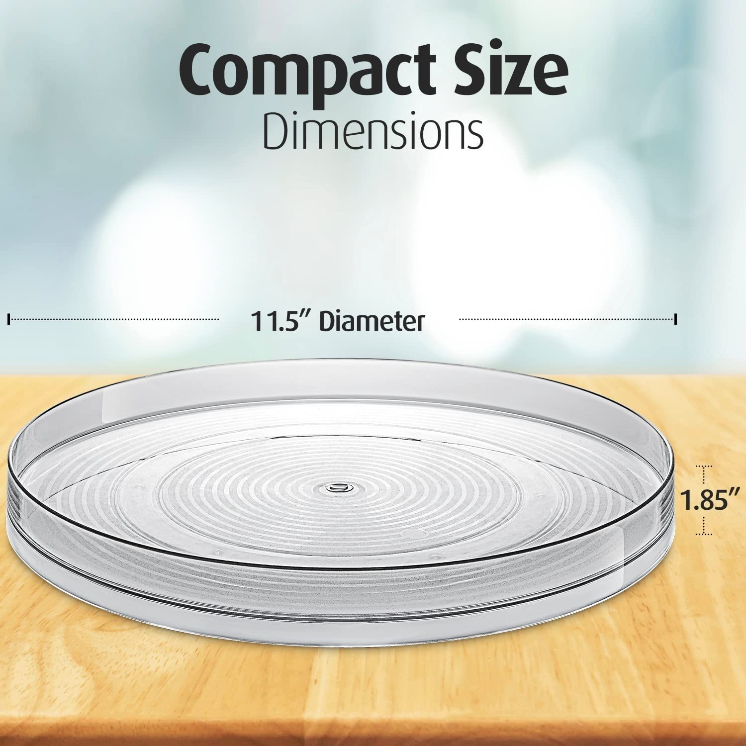 Lazy Susan Turntable Organizer - for Kitchen, Pantry, Cabinet, Dining Table, Refrigerator, Countertop - Clear Spinning Lay Susan- 11.5 Inches - by Homeries (2 Pack)  - Good