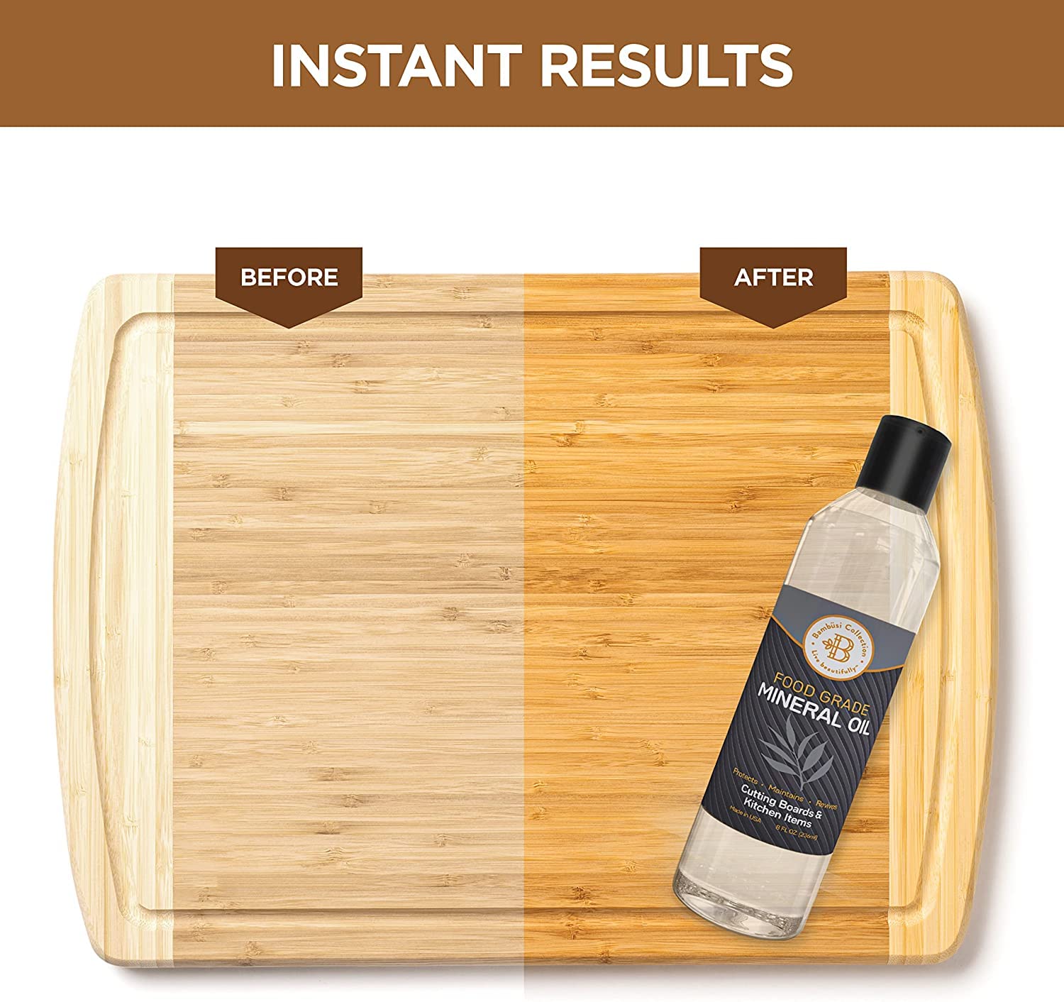 Food Grade Mineral Oil - Cutting Board Oil, Butcher Block Oil to Maintain Cutting Board, Wood Cutting Board Conditioner, Protects & Restores Wood, Bamboo, and Teak Cutting Boards and Utensils  - Like New