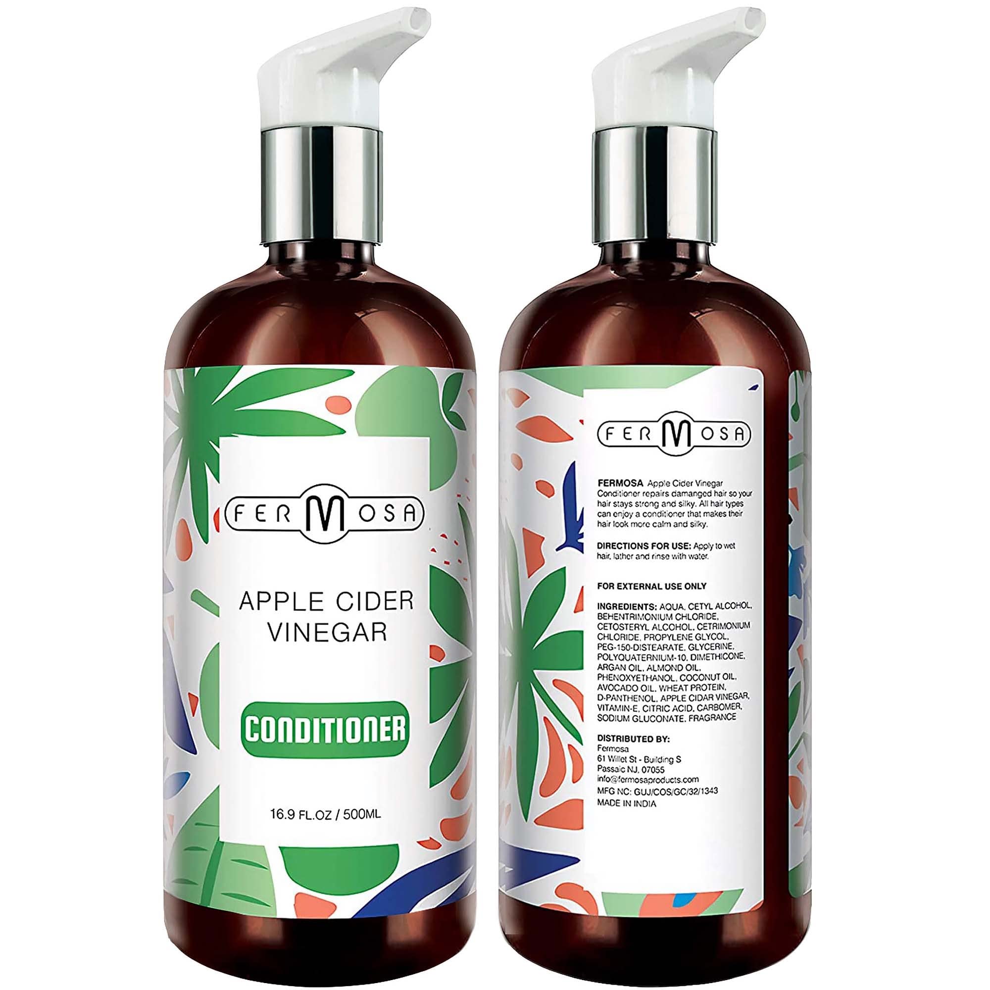 Fermosa Apple Cider Vinegar Conditioner - Moisturizing & Soothing Scalp Treatment, Anti Dandruff, Reduces Itchiness & Frizz, Adds Shine & Volume, Sulfate Free, 16.9oz/500ml