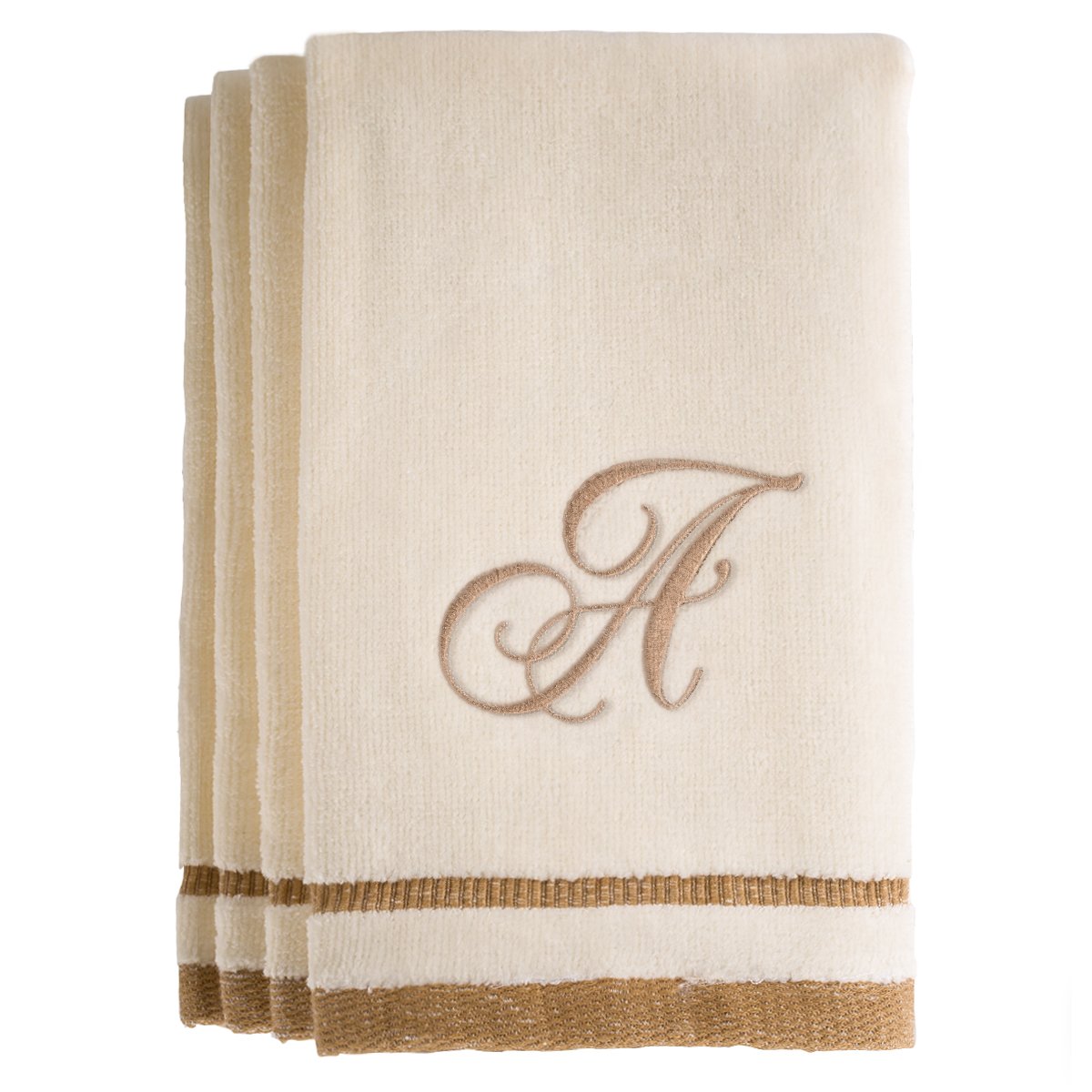 Monogrammed Gifts, Towels Fingertip, 11 x 18 Inches - Set of 4- Decorative Golden Brown Embroidered Towel - Extra Absorbent 100% Cotton- Personalized Gift- for Bathroom/Kitchen/Spa  - Like New