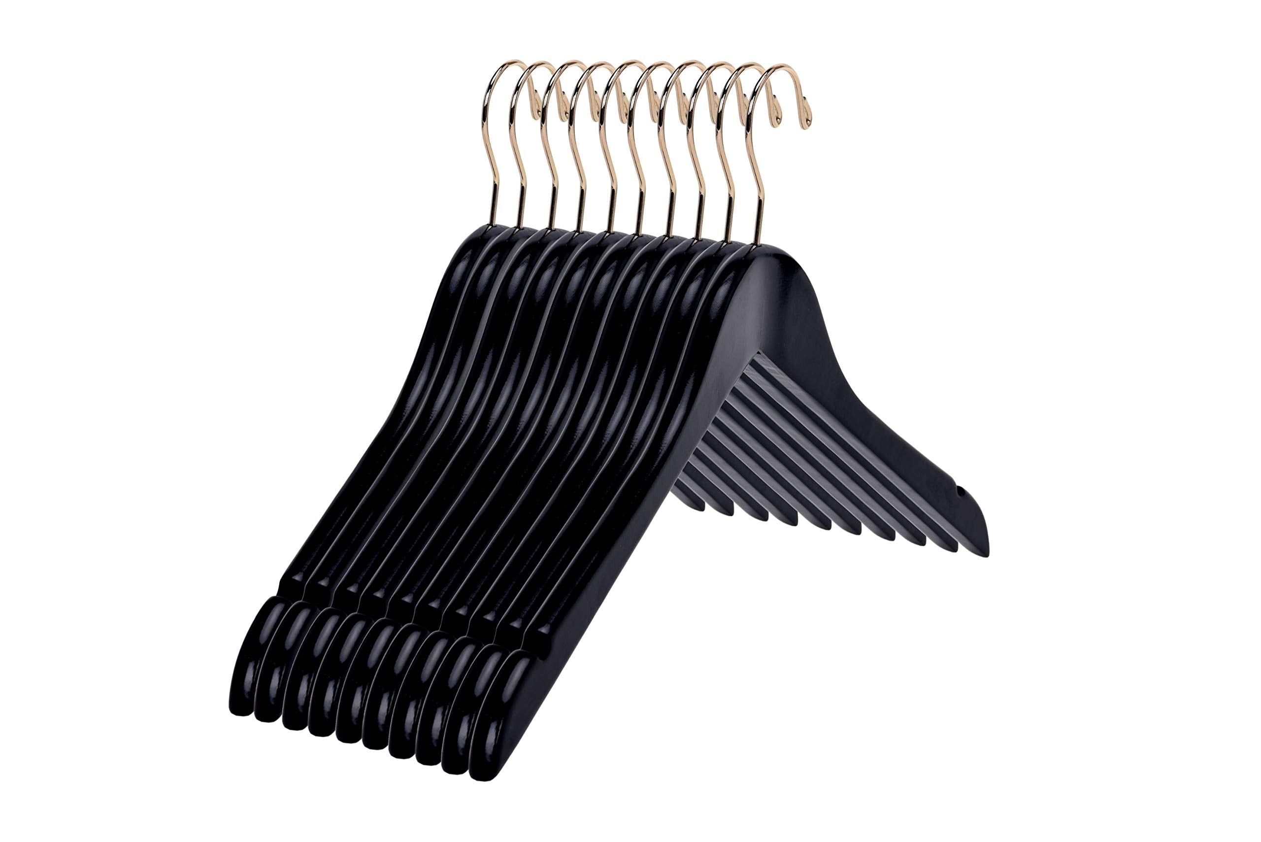 Quality Semi Curved Wooden Suit Hangers, Smooth Finish Solid Wood Coat Hanger with Swivel Hook, Jacket, Pant, Dress Clothes Hangers  - Like New