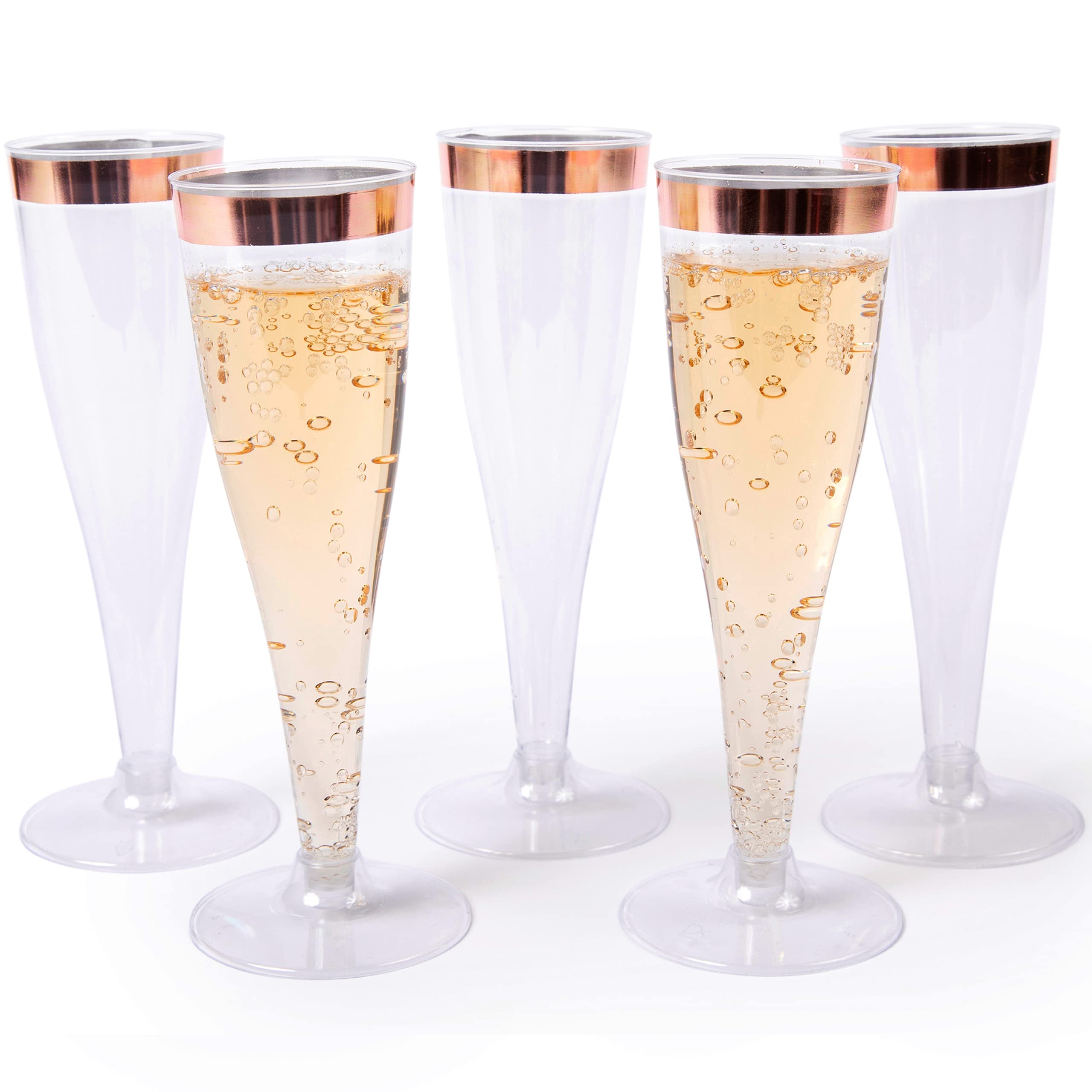 Prestee 24 Plastic Champagne Flutes Disposable, Rose Gold Plastic Champagne Glasses for Parties, Plastic Cups, Plastic Toasting Glasses, Wedding Cocktail Cups, New Years Eve Party Supplies 2024  - Like New
