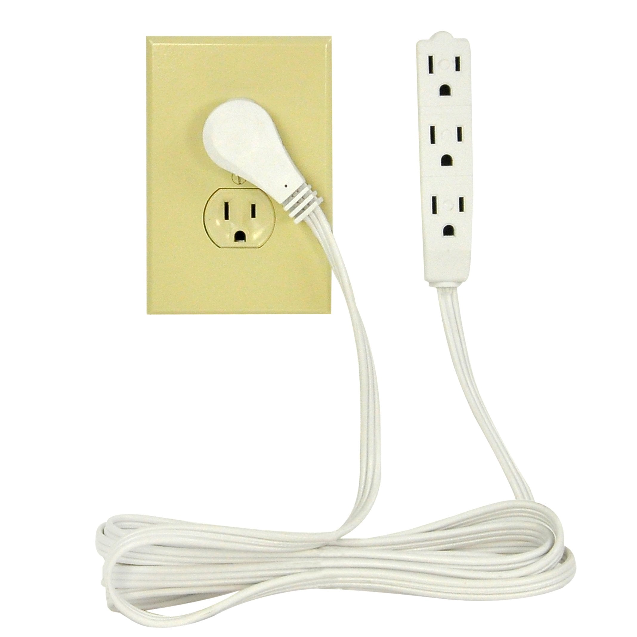 Flat Multiple Outlet Extension Cord for Indoor Use by Bindmaster- UL-Listed 3-Prong Multi Extension Wire- Space-Saving Flat Angled Extension Cord- White  - Acceptable