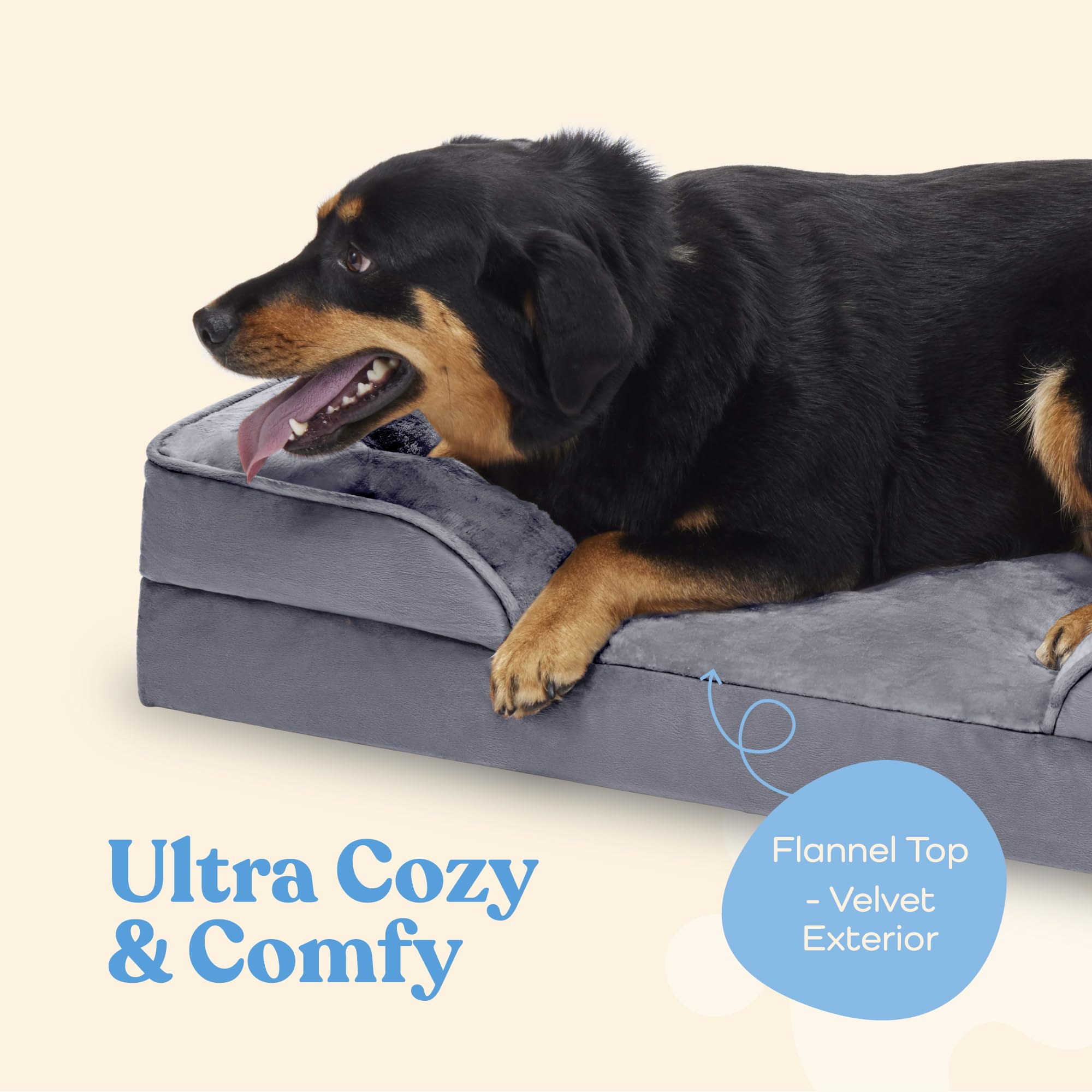 Orthopedic Sofa Dog Bed - Ultra Comfortable Dog Beds for Large Dogs - Breathable & Waterproof Pet Bed- Egg Foam Sofa Bed with Extra Head and Neck Support - Removable Washable Cover & Nonslip Bottom.  - Like New