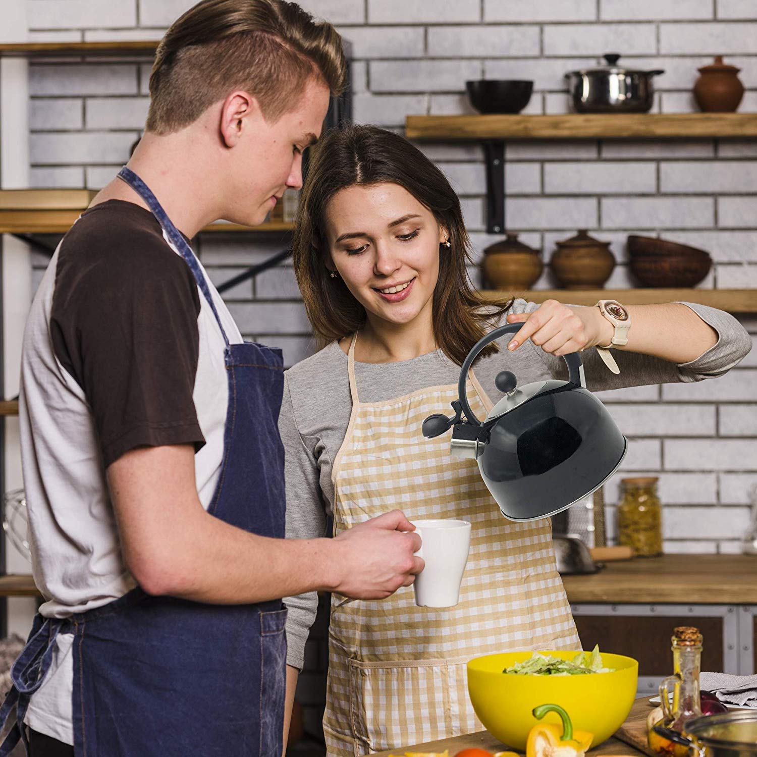 2.5 Liter Whistling Tea Kettle - Modern Stainless Steel Whistling Tea Pot for Stovetop with Cool Grip Ergonomic Handle  - Like New