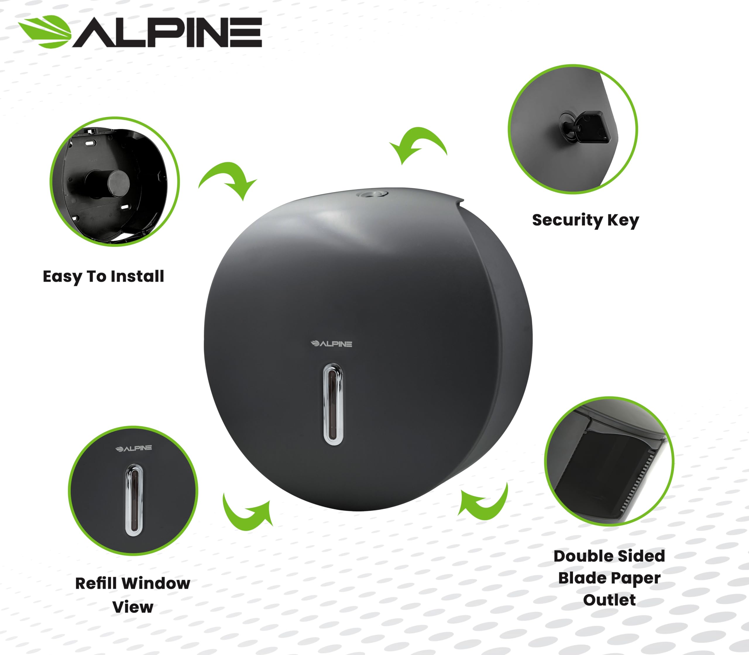 Alpine Commercial Toilet Paper Dispenser - Jumbo Toilet Paper Dispenser, Commercial Toilet Paper Holder Wall Mount, Industrial Toilet Paper Holder with Key (Gray)  - Like New