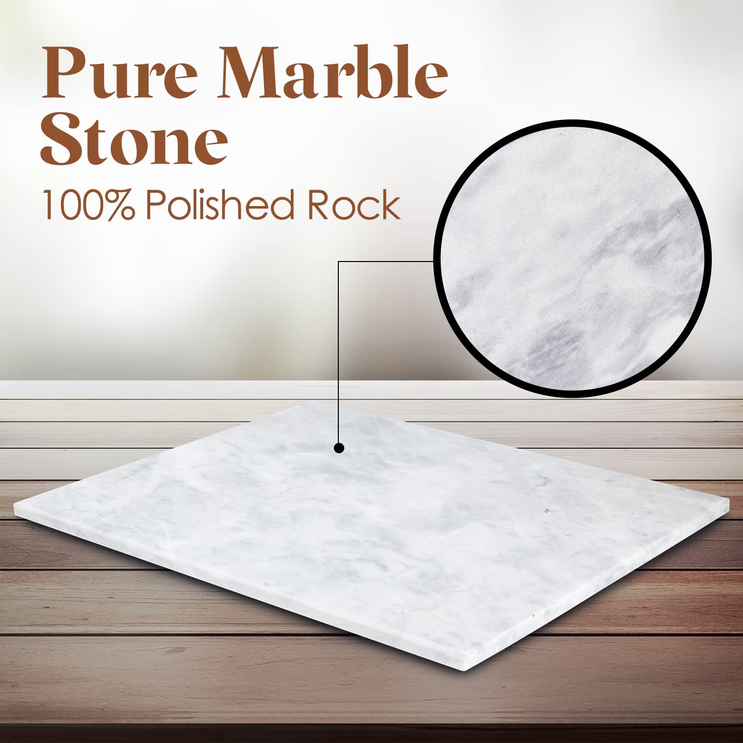 Homeries Marble and Cutting Pastry Board - Marble Serving Tray for Cheese, Pastries, Bread - Large White Fancy Marble Slab for Cake Display Marble  - Good