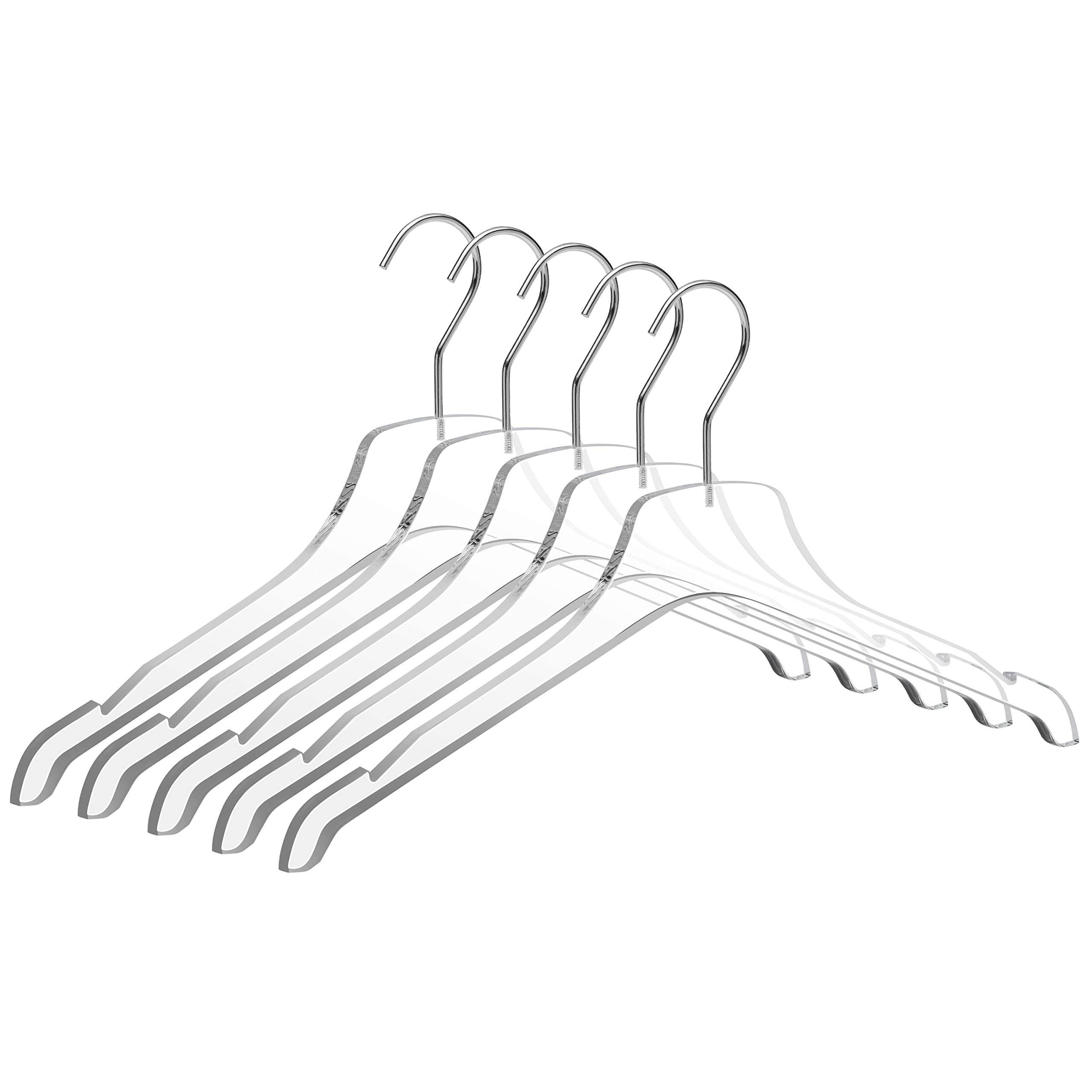 Quality Acrylic Clear Hangers, Made of Clear Acrylic for a Luxurious Look and Feel with Swivel Hook - 5 Pack  - Like New