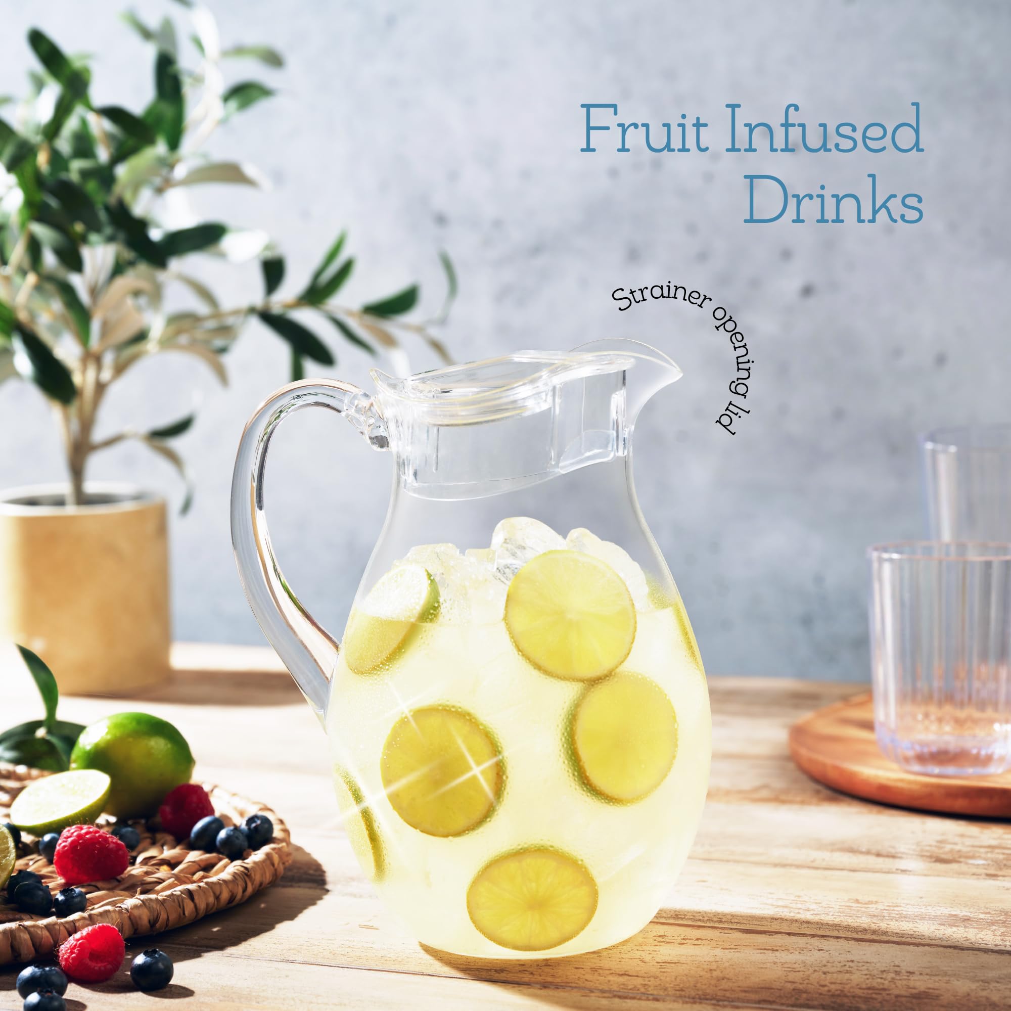 MosJos Acrylic Pitcher (72 oz), Clear Plastic, Water Pitcher with Lid,