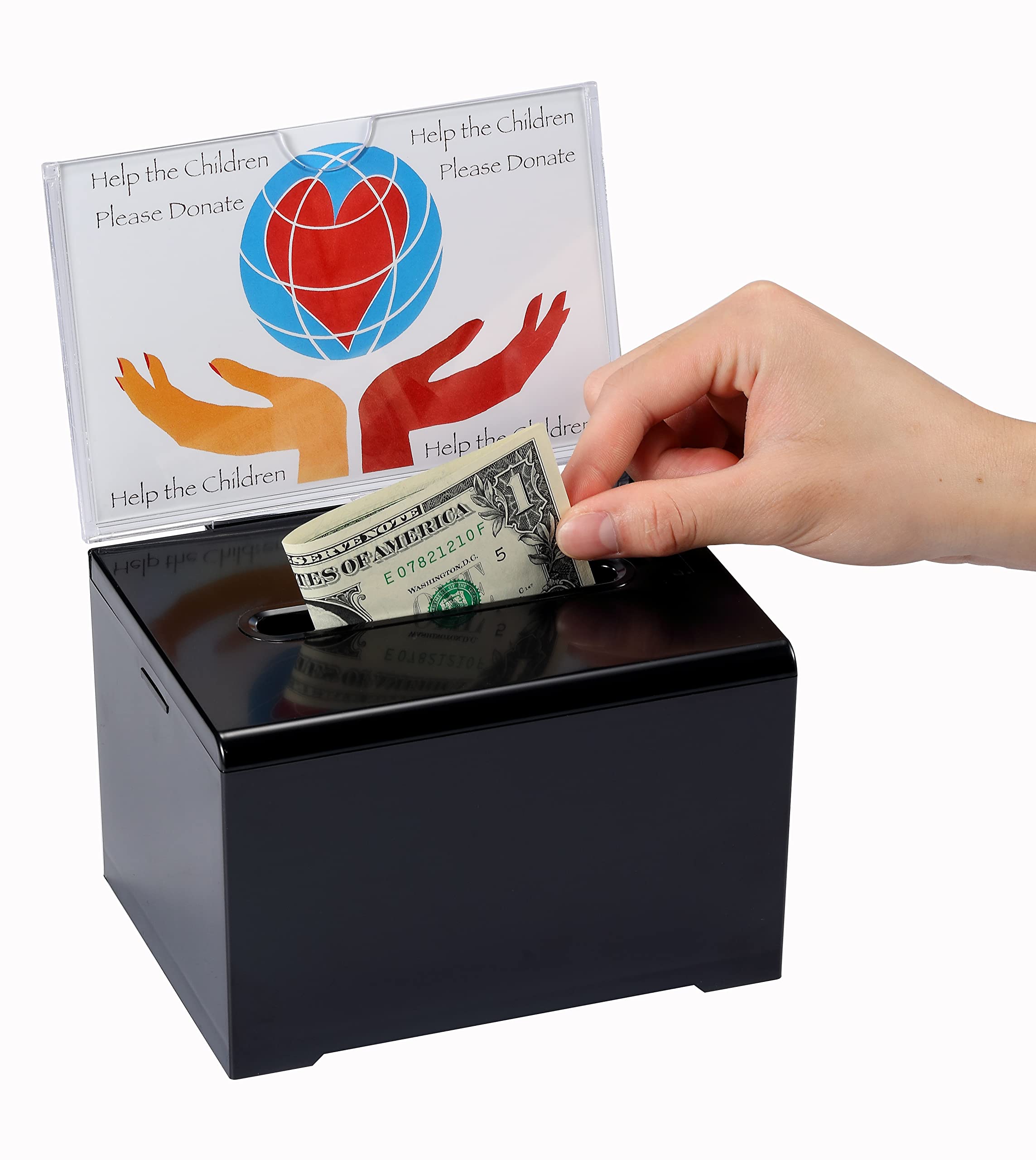 Adir Donation Box with Lock � Acrylic Suggestion Box with Slot, Ballot Lock Box with Sign Holder for Raffle, Tip Jar, Voting, Comments - Cash Donation Boxes for Fundraising (6.25x4.5x 4 Inches)  - Acceptable