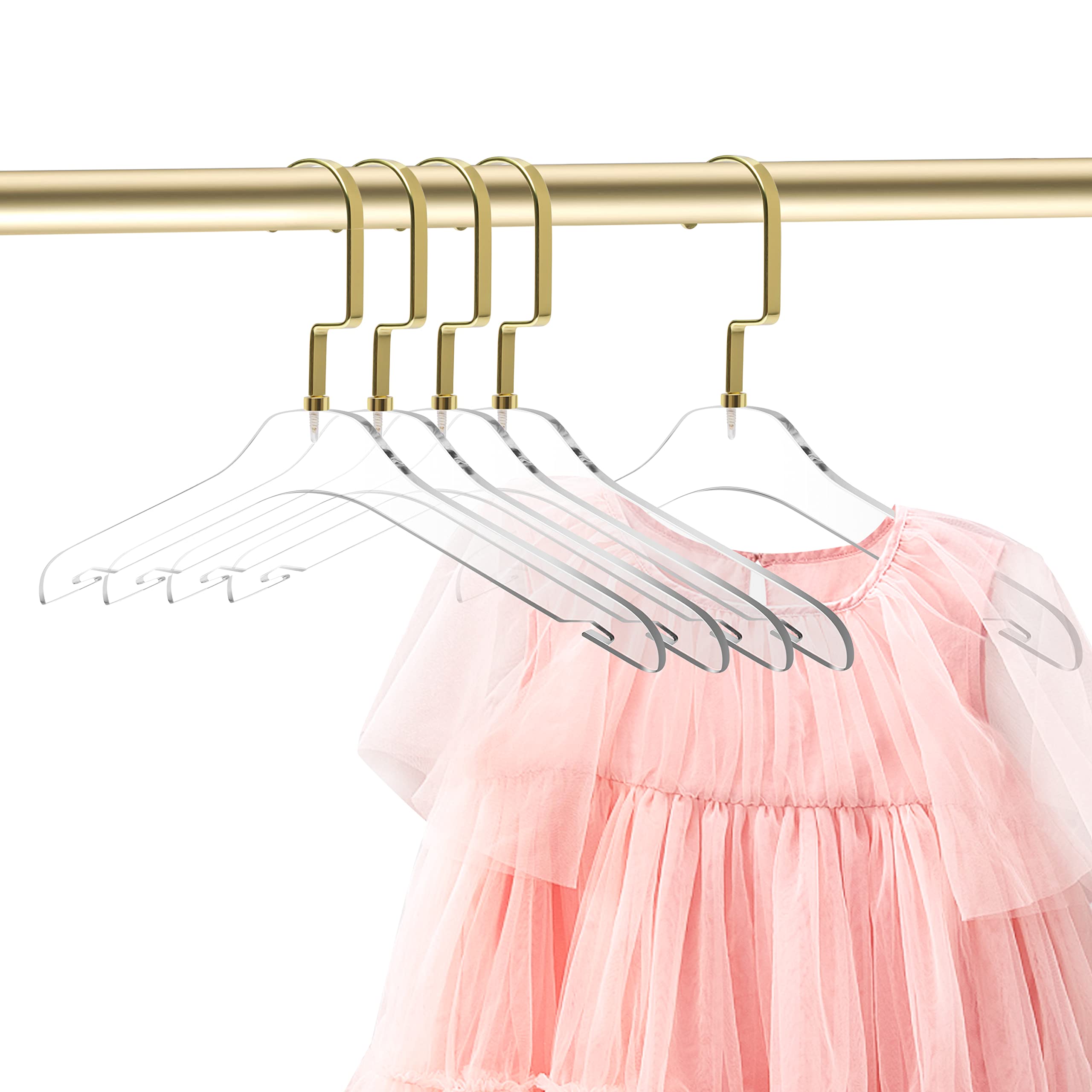 Quality 12.5" Kids Size Acrylic Lucite Coat Suit Hangers – 5-Pack, Stylish Clothes Hanger with Hooks - Coat Hanger for Dress, Suit - Closet Organizer Children's Hangers  - Like New