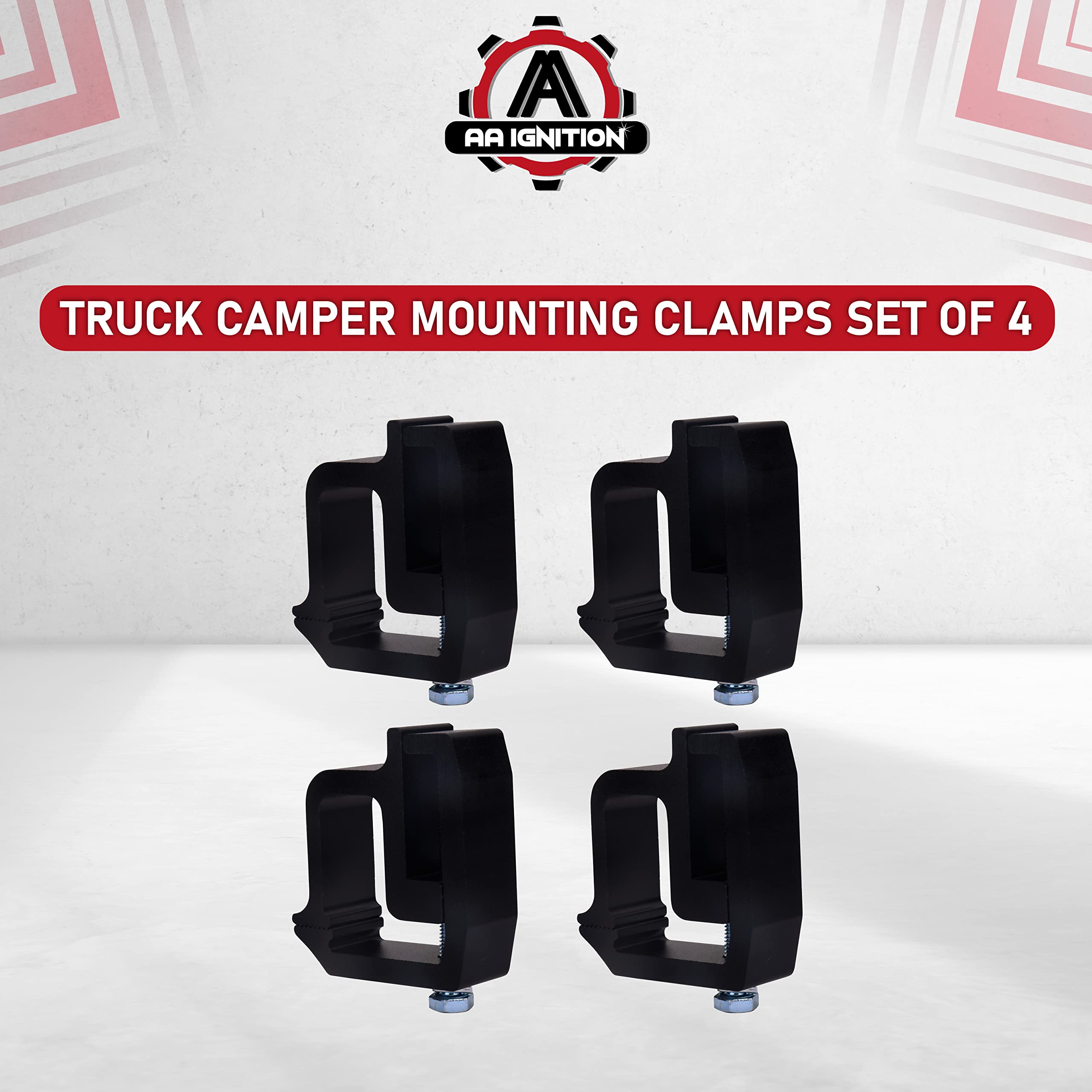 Truck Camper Mounting Clamps Set of 4 - Compatible with Chevy, Ford, Dodge and Toyota Trucks - Tundra, Dakota, Ram, Sierra, Silverado, Avalanche, F150, 1500, 2500, 3500 - Universal Camper Shell Lock  - Like New