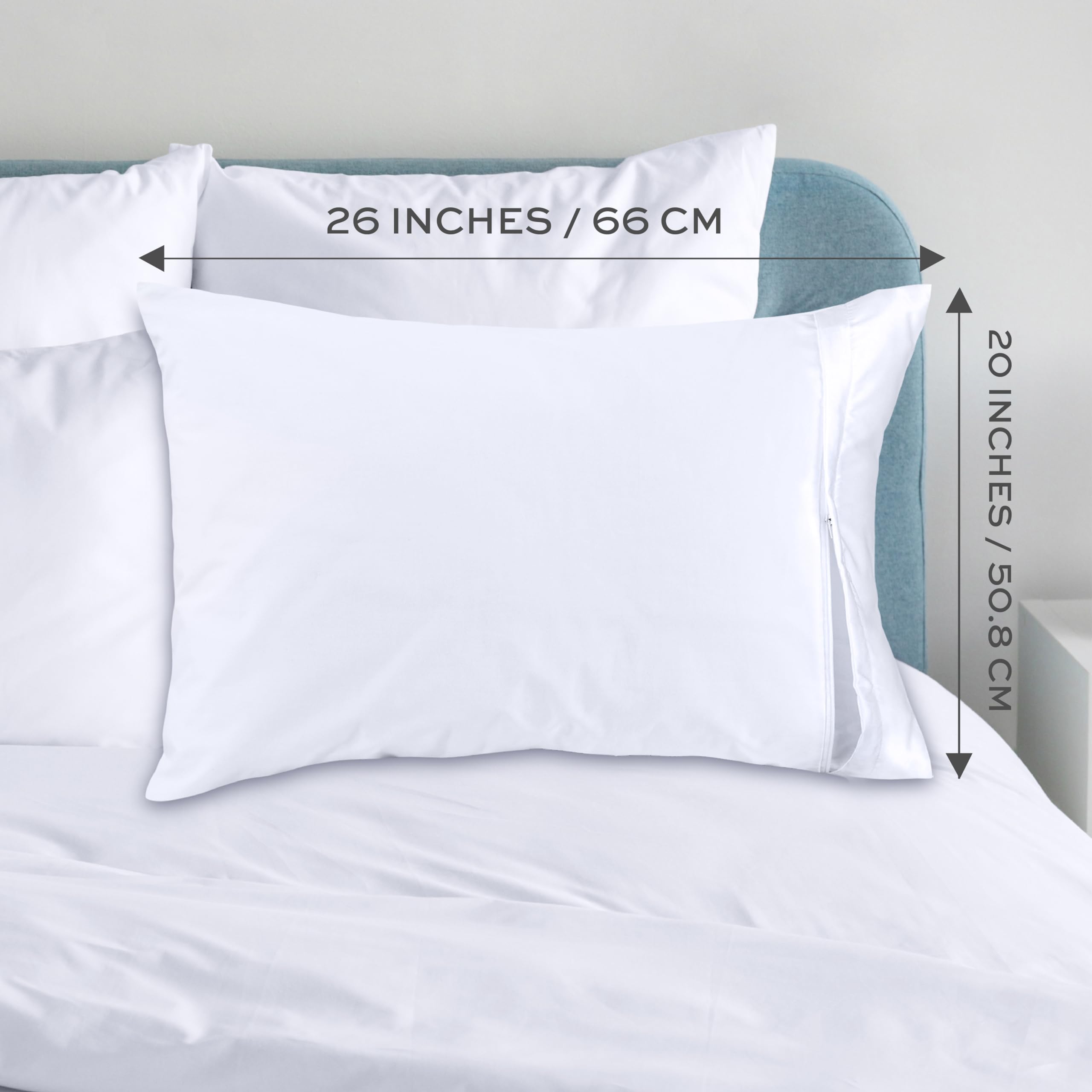 White Classic Pillow Protector Standard Size Zippered Pillowcase Cover Sham (2, Standard 20"X27")  - Like New