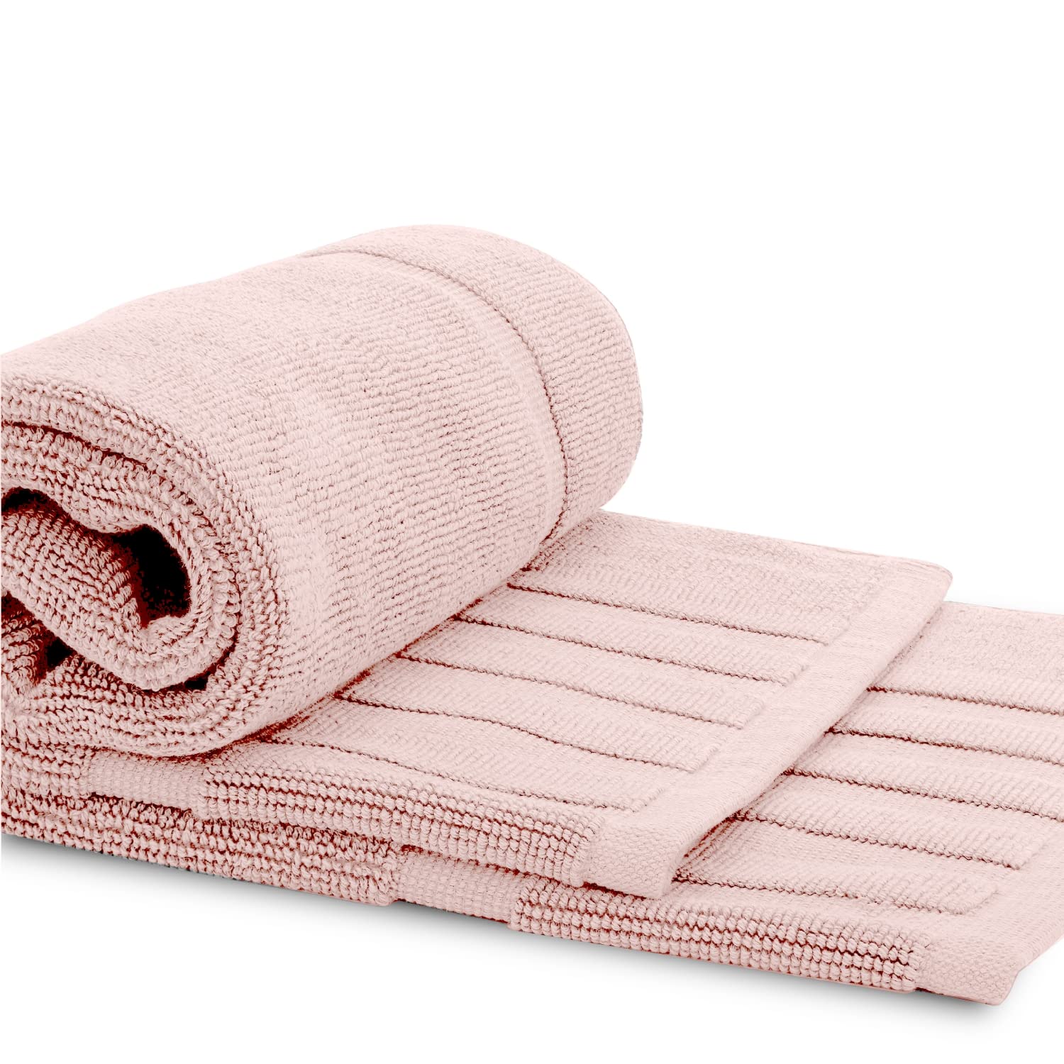 White Classic Luxury Bath Mat Floor Towel Set - Absorbent Cotton Hotel Spa Shower/Bathtub Mats [Not a Bathroom Rug] 22"x34" | 2 Pack | Pink  - Like New