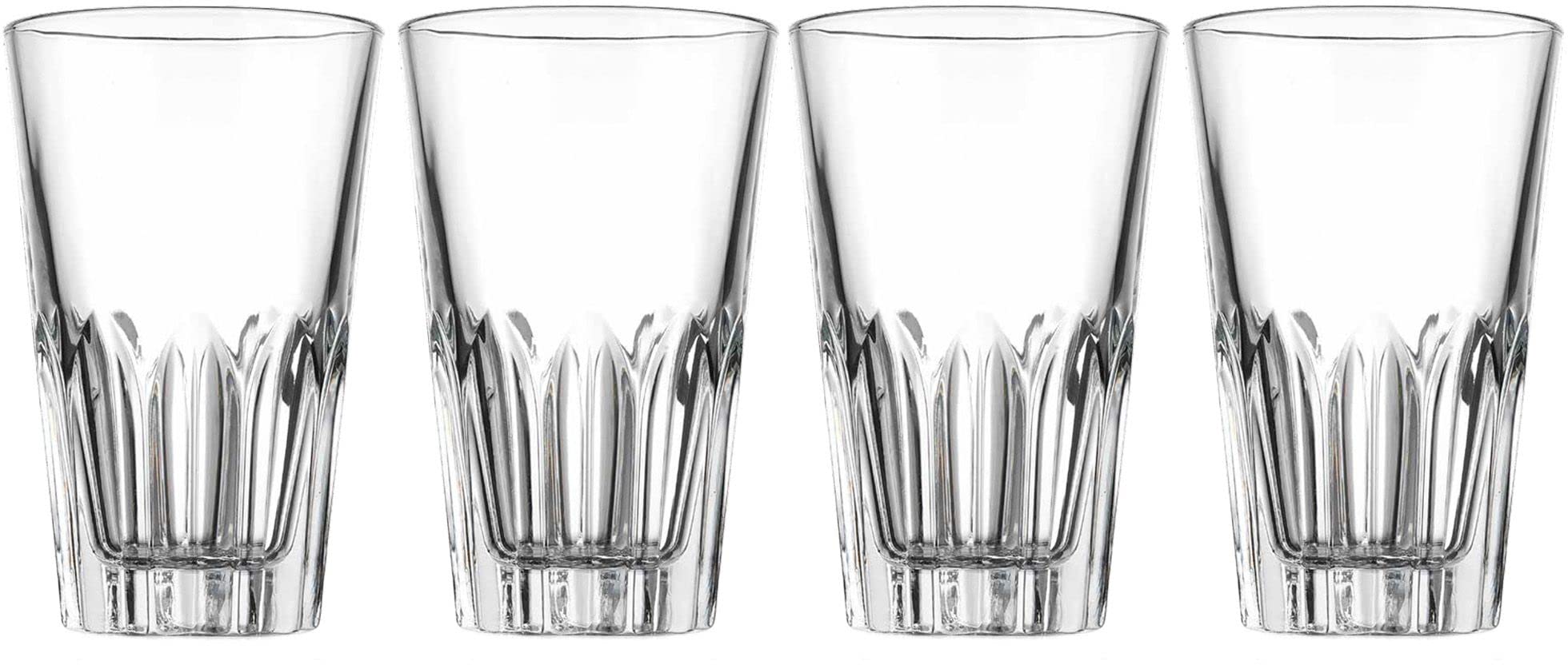 Glaver's Classic Drinking Glasses Set Of 4 Old Fashioned Highball Glass Cups 13.7 Oz, Diamond Cut Glass For Bar Glasses, Water, Beer, Juice, Cocktails  - Like New