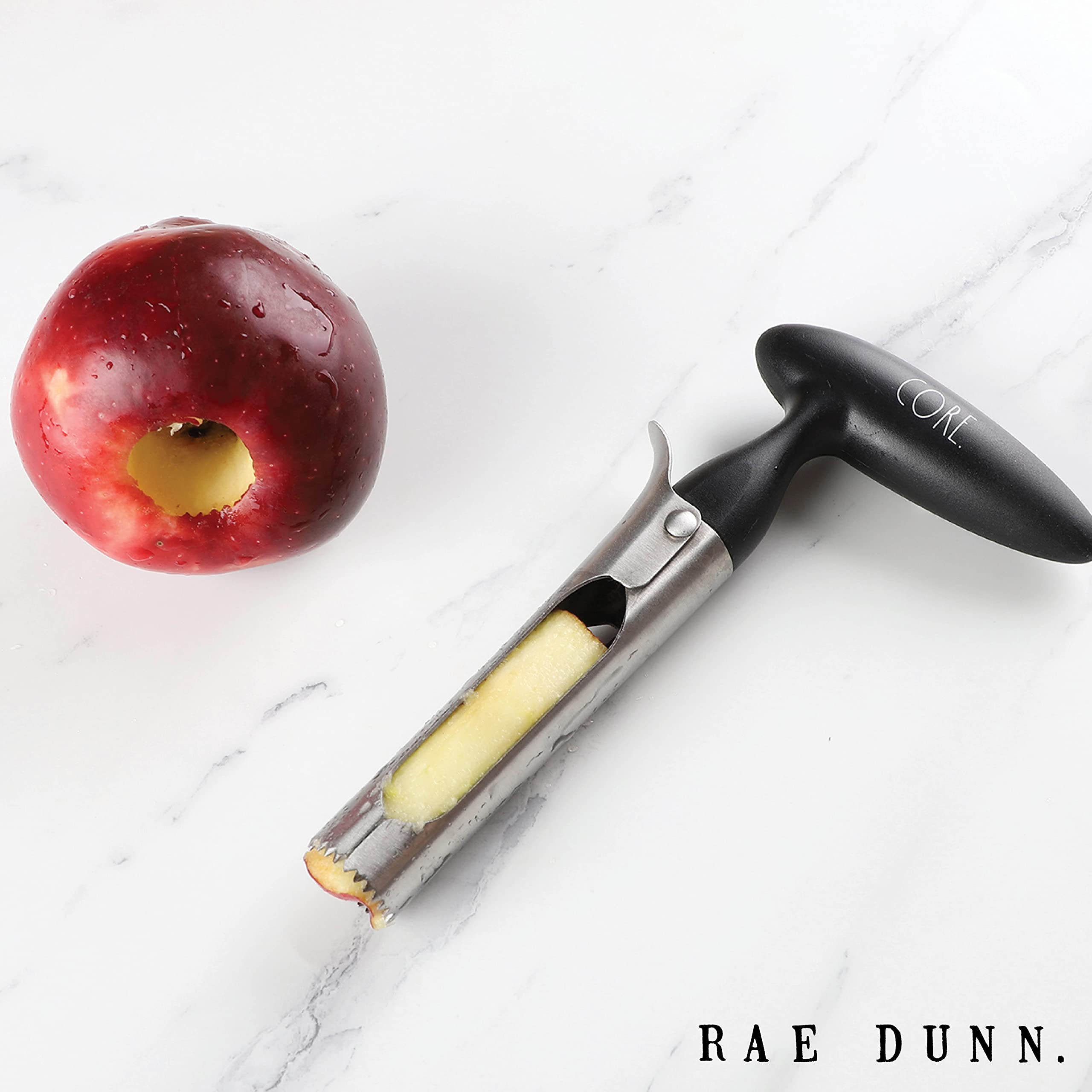 Rae Dunn Apple Corer Tool - Easy to Use Stainless Steel Apple Core Remover with Comfortable Handle - Removes Core and Pits of Apples, Pears, Peppers and More  - Like New