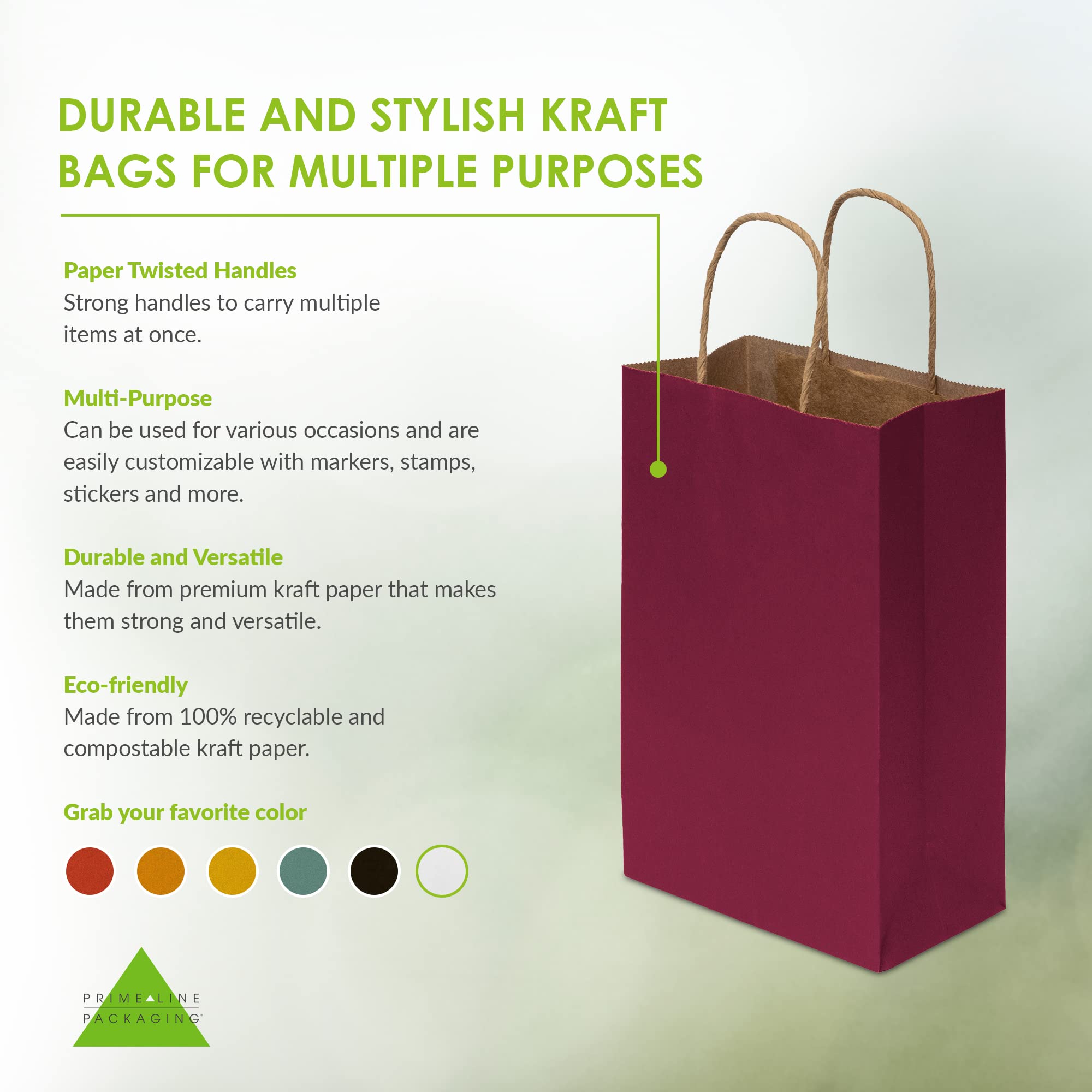 Prime Line Packaging Paper Twist Handle Kraft Bags Fuchsia  - Like New
