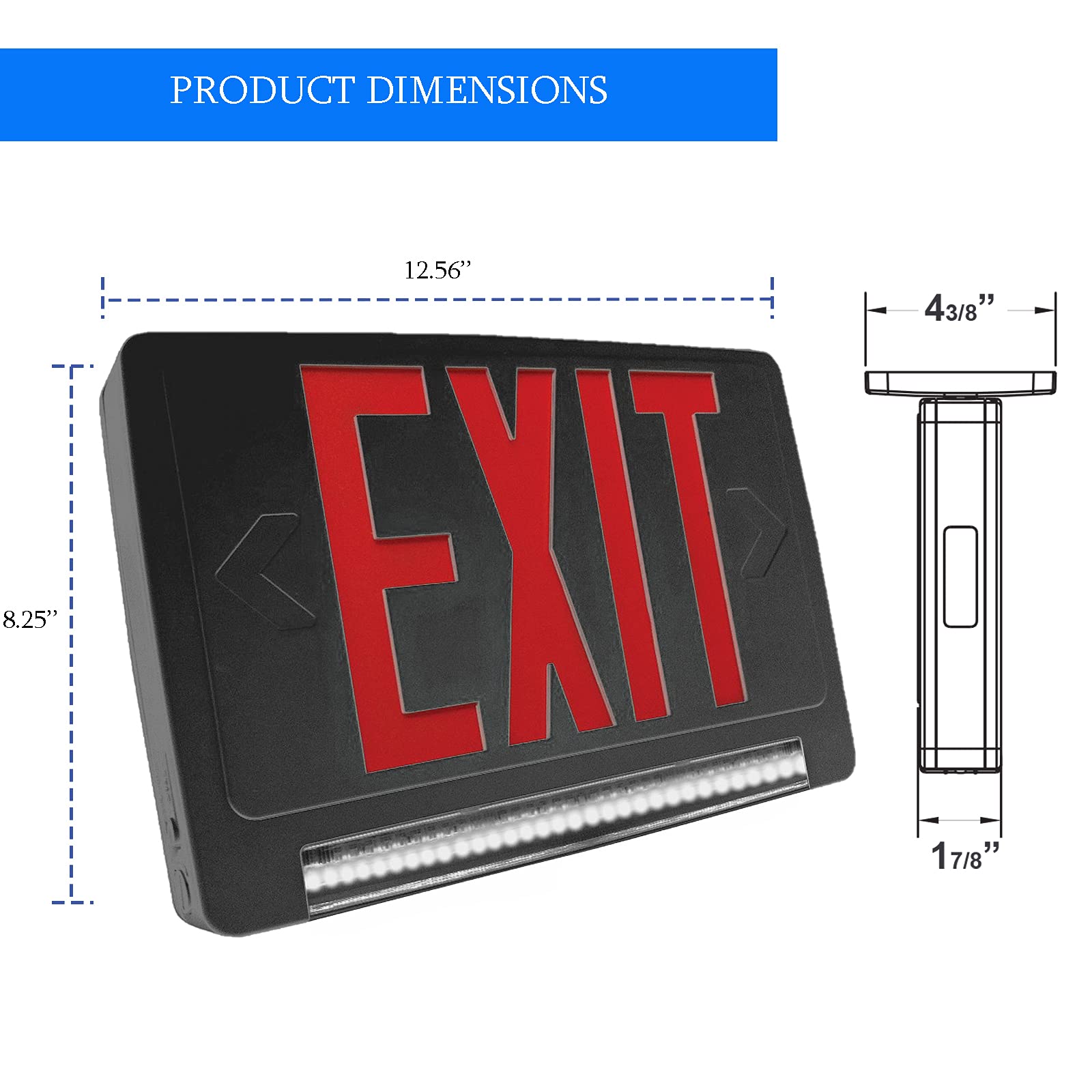 Ciata Ultra Bright Energy-Efficient Lighting LED Red Exit Sign & Emergency LED Lightpipe Combo with Battery Backup  - Like New