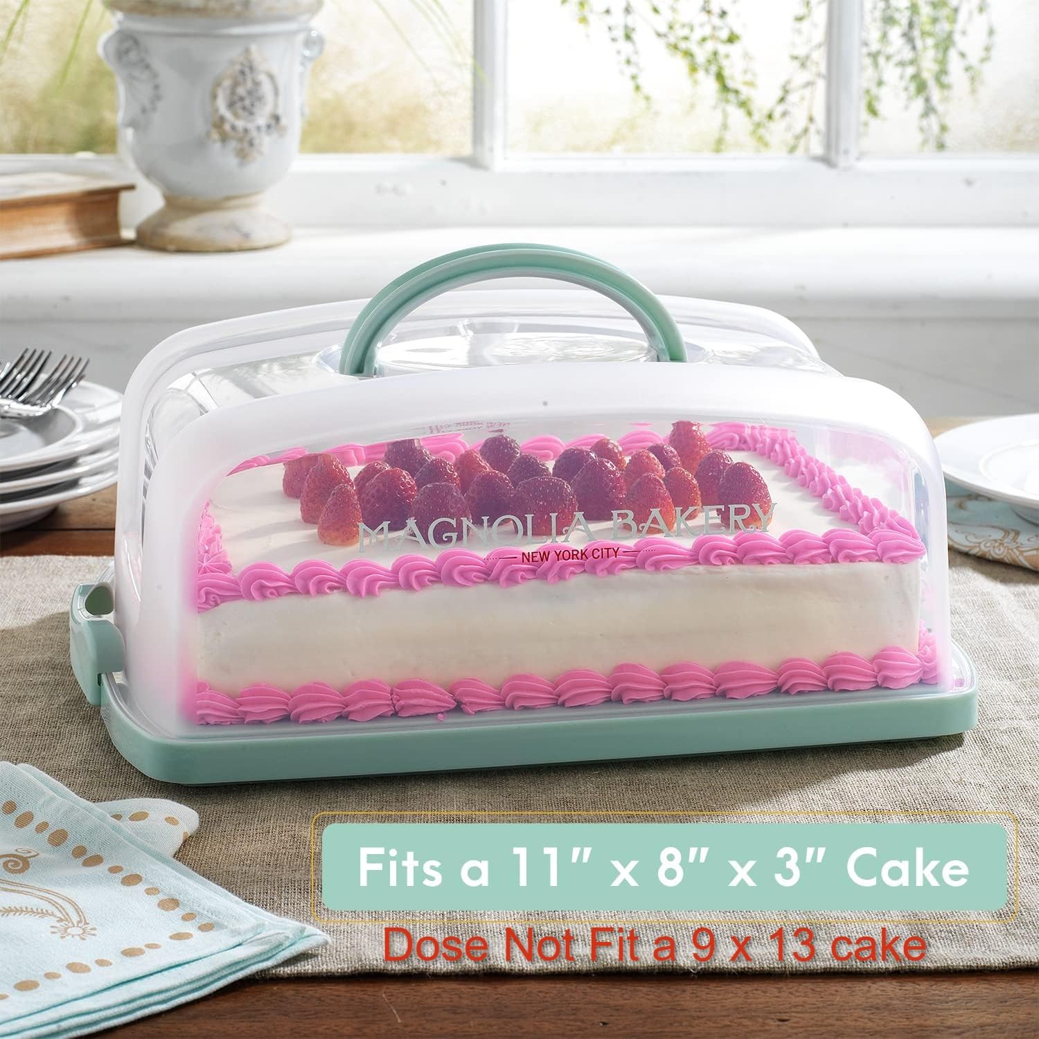 MosJos 2in1 Cupcake Carrier and Cake Keeper with Lid, Cupcake Box to Fit 12, Sturdy, BPA-Free Cupcake Holder with Two Secure Side Closures, Dishwasher Safe  - Like New