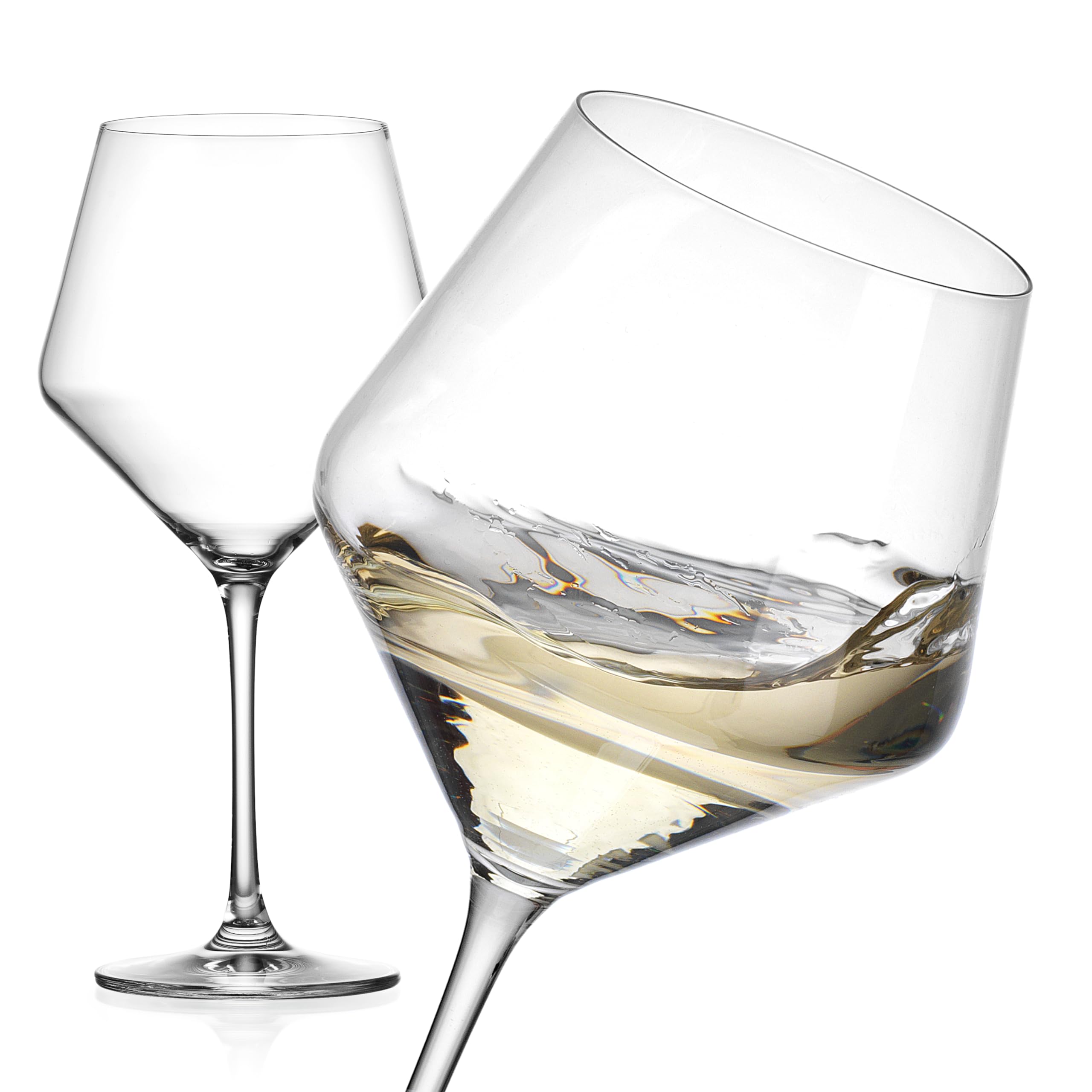 Glaver's Red Wine Glasses Set Of 4, 23 Oz Large Crystal White Wine Glass, Elegant Thin Rim, Modern Long Stemmed Wine Glasses, Pretty Gifting Wine Glasses. Home Bar Uses.  - Like New