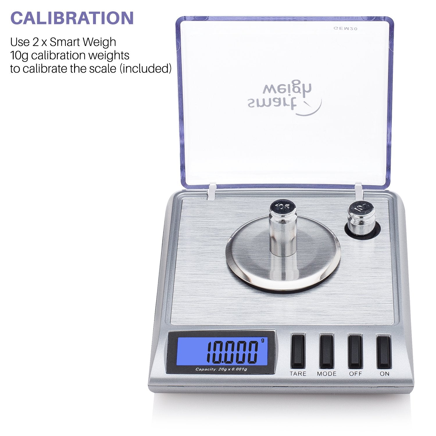 Smart Weigh GEM20-20g x 0.001 grams, High Precision Digital Milligram Jewelry Scale, Reloading, Jewelry and Gems Scale, Calibration Weights and Tweezers Included  - Like New