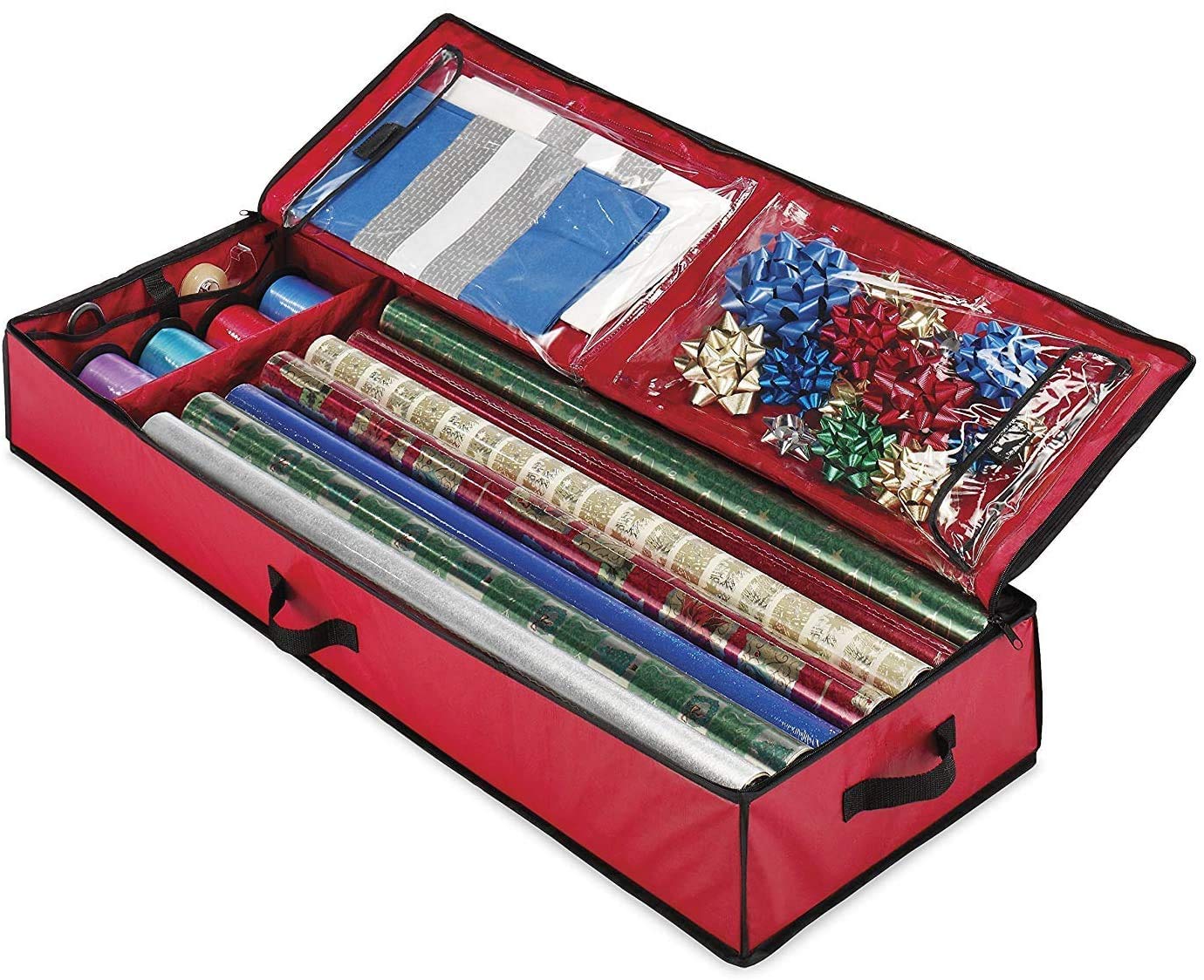 Christmas Storage Organizer � Spacious Under-bed Holiday Wrapping Paper Container �Perfect for Gift Wrap, Bags, Ribbons, Bows, Cards, Wrapping Supplies and Many More  - Very Good