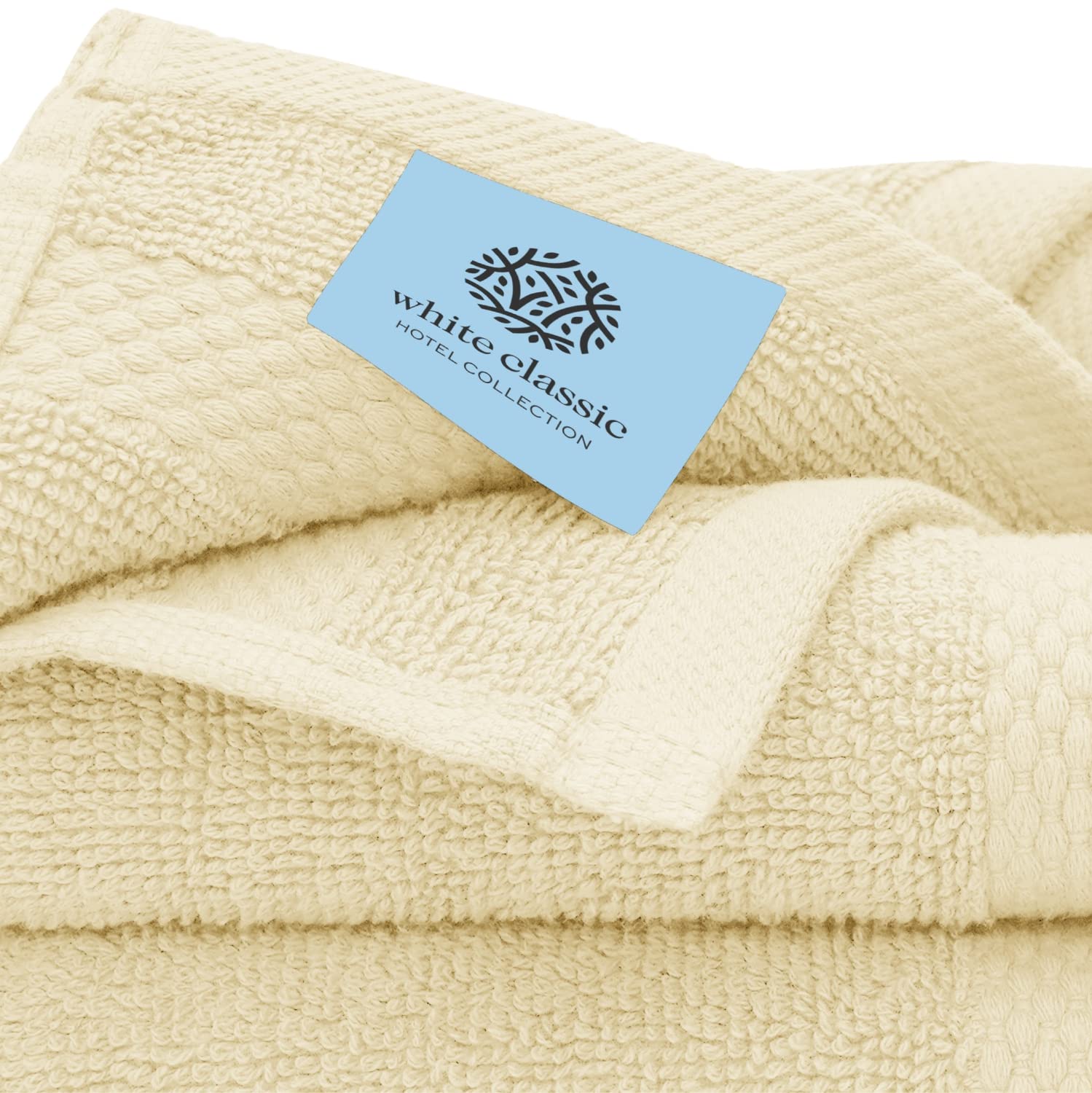 White Classic Luxury Beige Bath Towel Set - Combed Cotton Hotel Quality Absorbent 8 Piece Towels | 2 Bath Towels | 2 Hand Towels | 4 Washcloths [Worth $72.95] 8 Pack | Beige  - Very Good