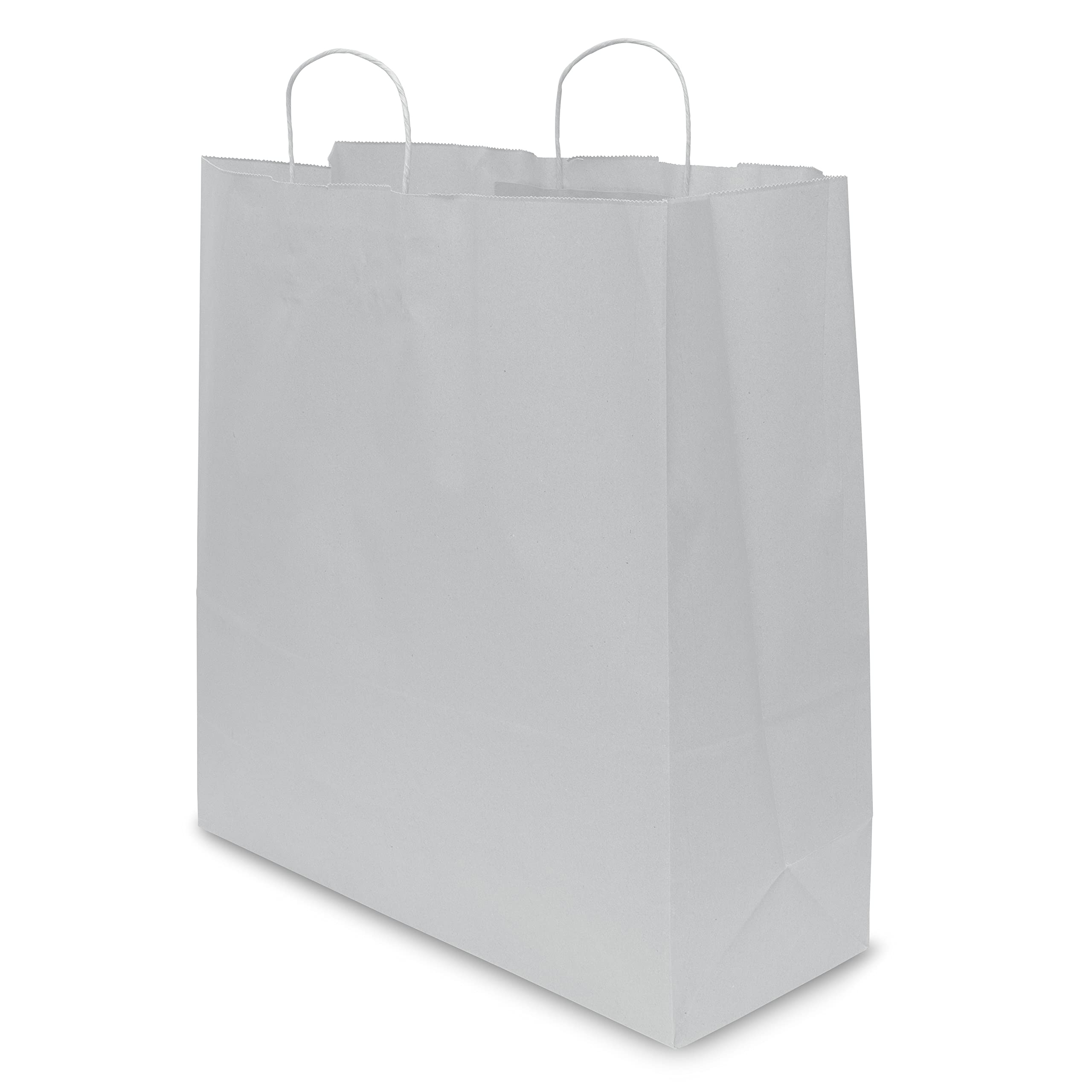 Prime Line Packaging 18x7x18.75 100 Pack Large White Paper Bags, Jumbo Gift Bags with Handles, Kraft Paper Bags for Small Business, Shopping, Bulk  - Like New