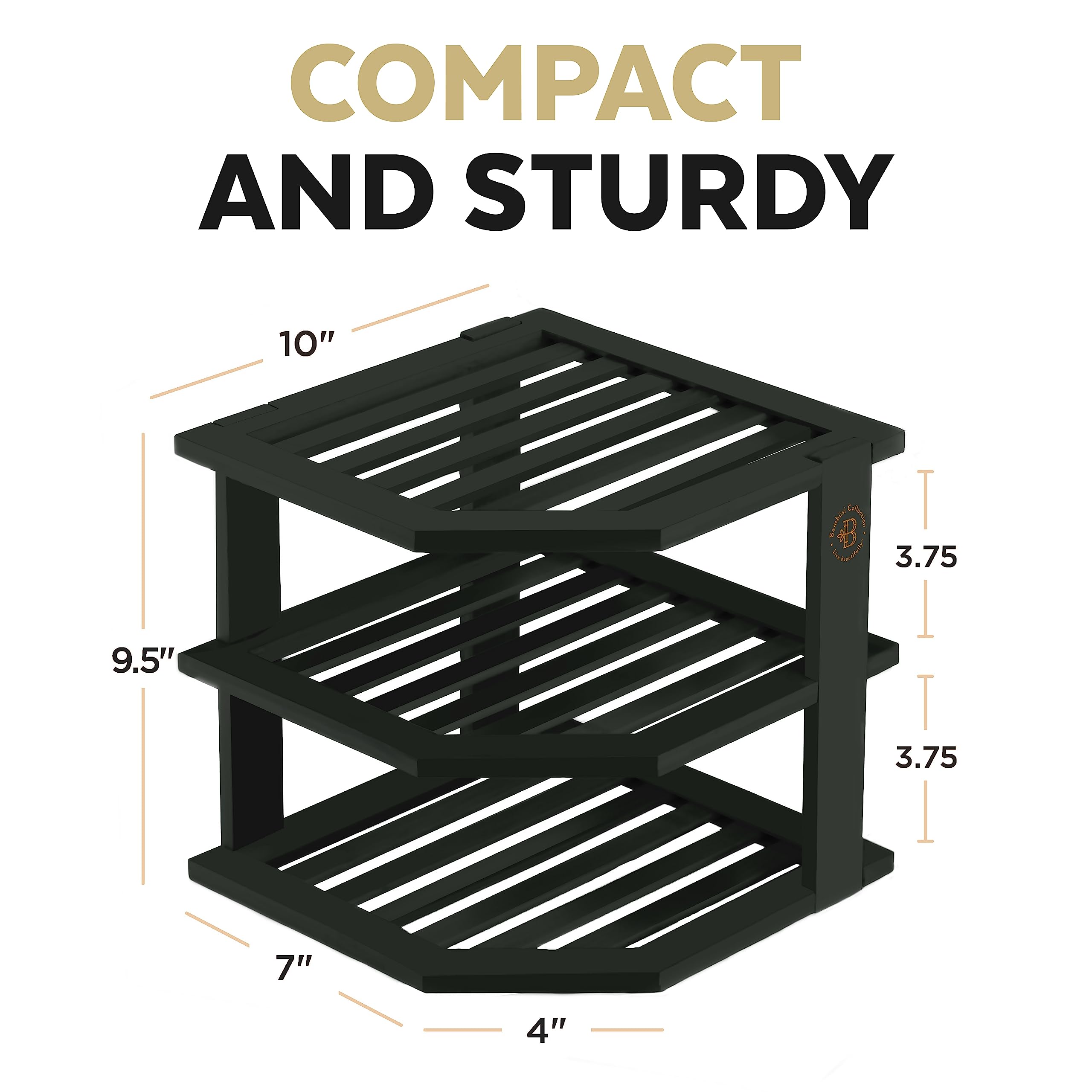 Premium Bamboo Kitchen Corner Shelf - Countertop Organizer - Cabinet Corner Rack for Plate, 3-Tier Kitchen Shelf Storage Organizer - Cabinet & Pantry Kitchen Organization  - Like New