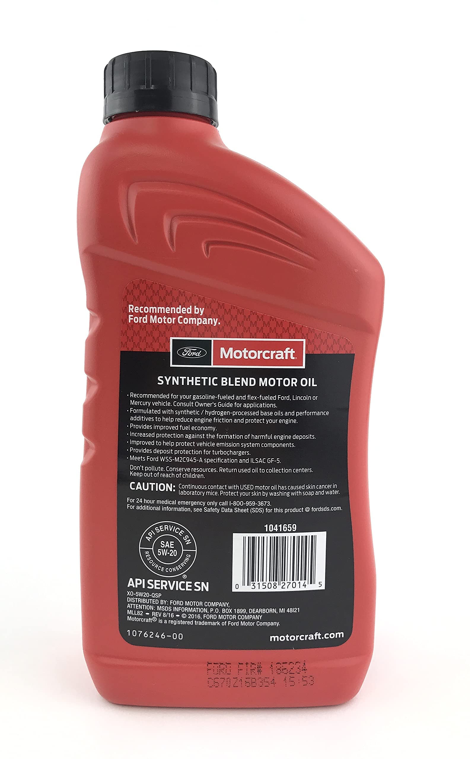 Motorcraft SAE 5w20 Synthetic Blend Motor Oil- 12 Quart Case