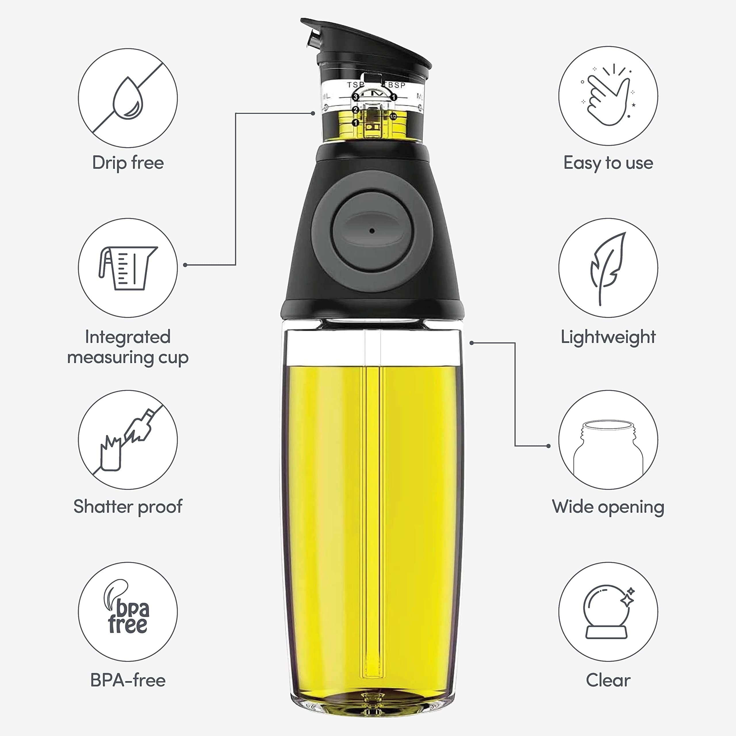 Belwares Olive Oil Dispenser Bottle for Kitchen - Oil and Vinegar Dispenser Set - Cooking Essentials: 17 oz & 8.5 oz Glass Bottles with Precision Pouring Measurements - Coffee Syrup Dispenser  - Like New