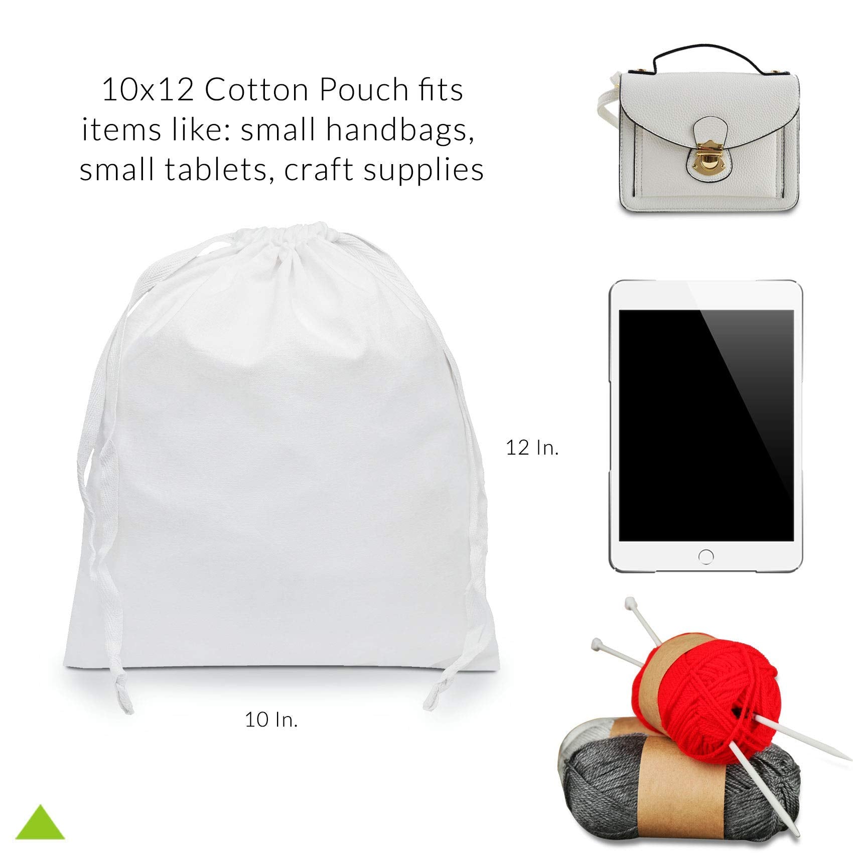 Prime Line Packaging 10x12 12 Pack White Drawstring Bags, Medium Canvas Drawstring, Muslin Cotton Cloth Pouch for Jewelry, Gifts, Favors Presents Bulk  - Acceptable