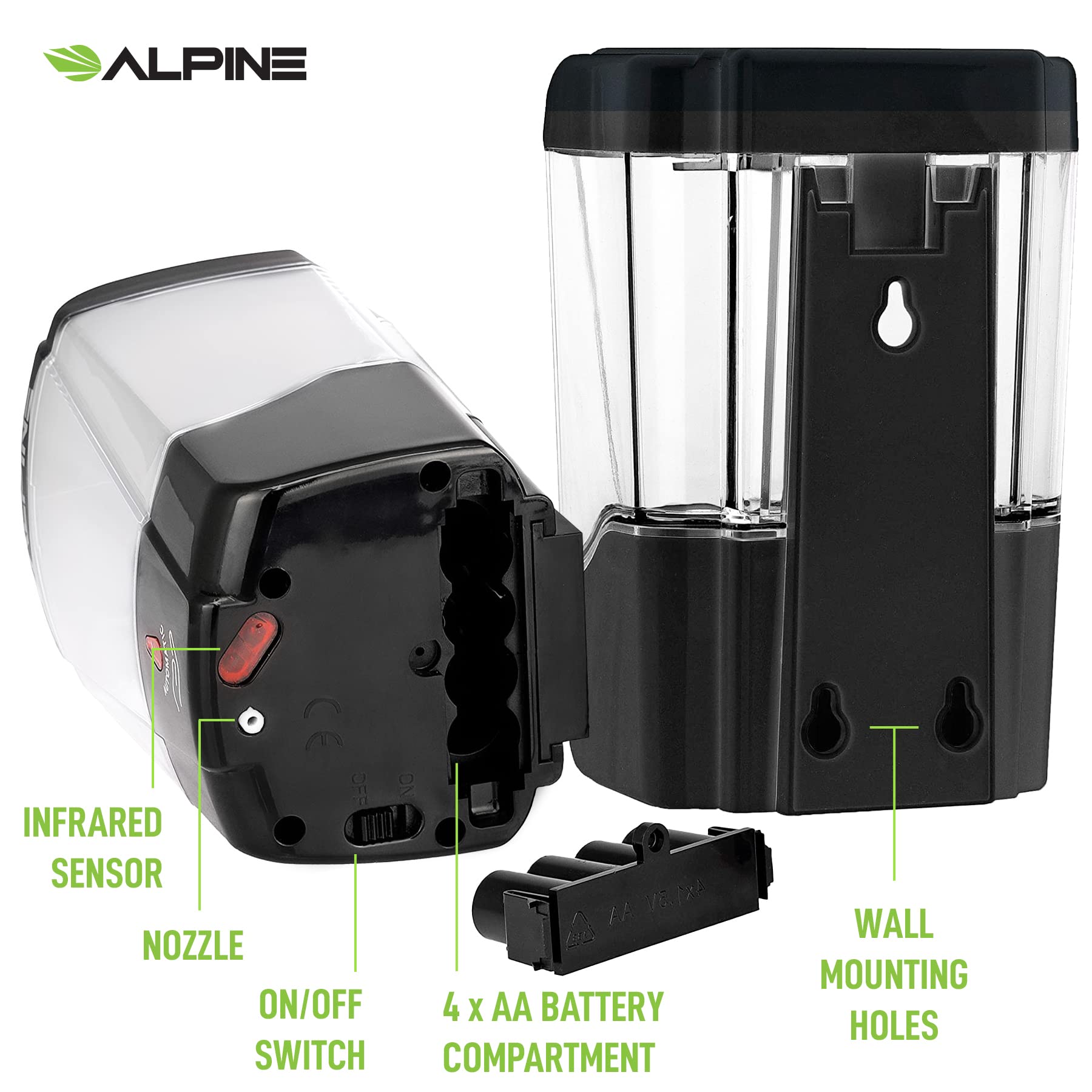 Alpine Industries Wall Mounted Automatic Soap Dispenser, Touchless Liquid Soap Hand Sanitizer, Hand Soap Dispenser for Commercial Bathroom (700ML, Black)  - Acceptable