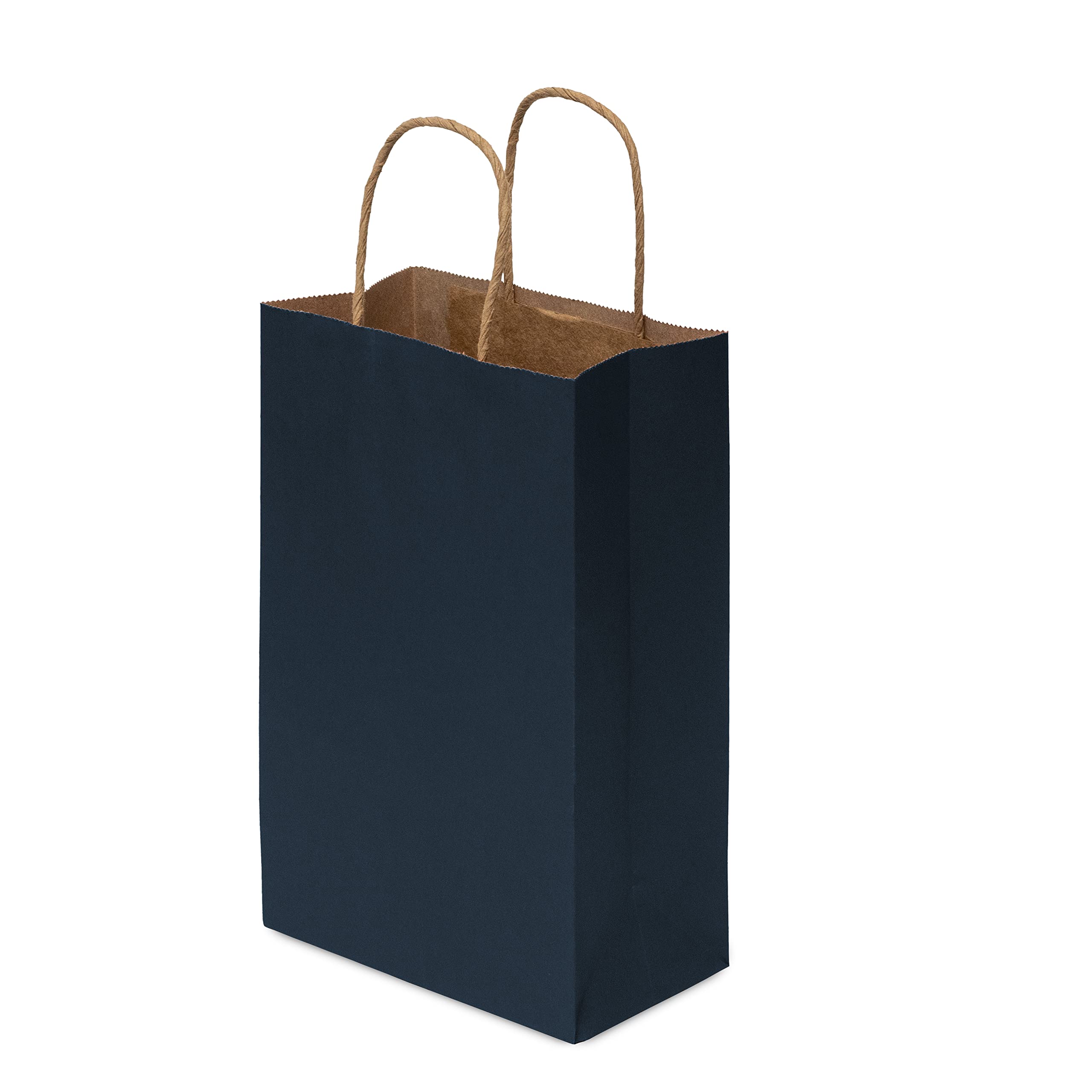 Blue Gift Bags - 6x3x9 100 Pack Navy Kraft Paper Shopping Bags with Handles, Craft Totes in Bulk for Boutiques, Small Business, Retail Stores, Birthday Parties, Restaurants, Take-Out  - Like New