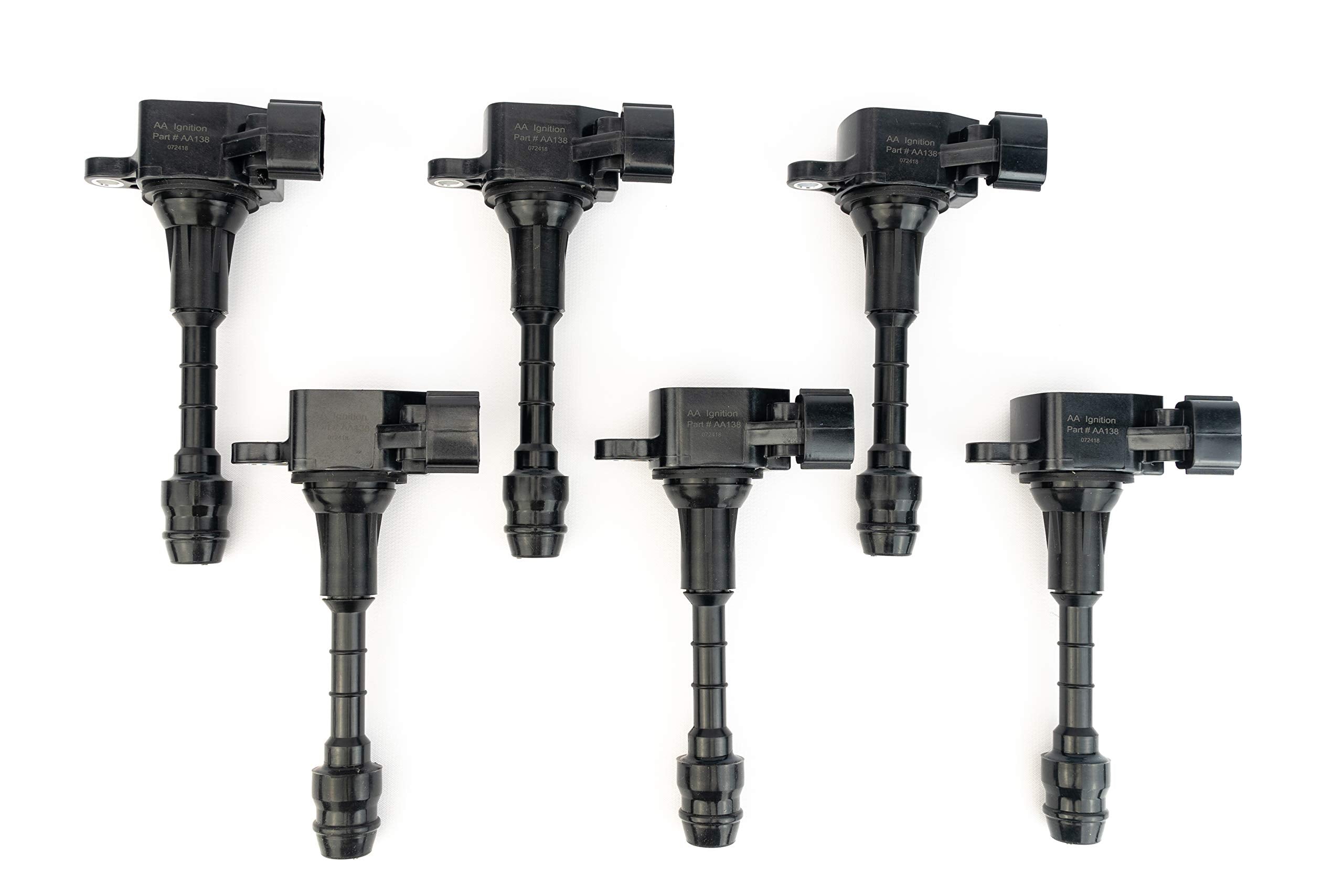 Ignition Coil Pack Set of 6 - Compatible with Infiniti FX35, G35, M35 & Nissan 350Z Vehicles - Replaces 22448-AL61C, UF401, IGC0007, 6734025, 22448AL615 - Year Models 2000-2008 - 3.5L V6 Coils  - Very Good