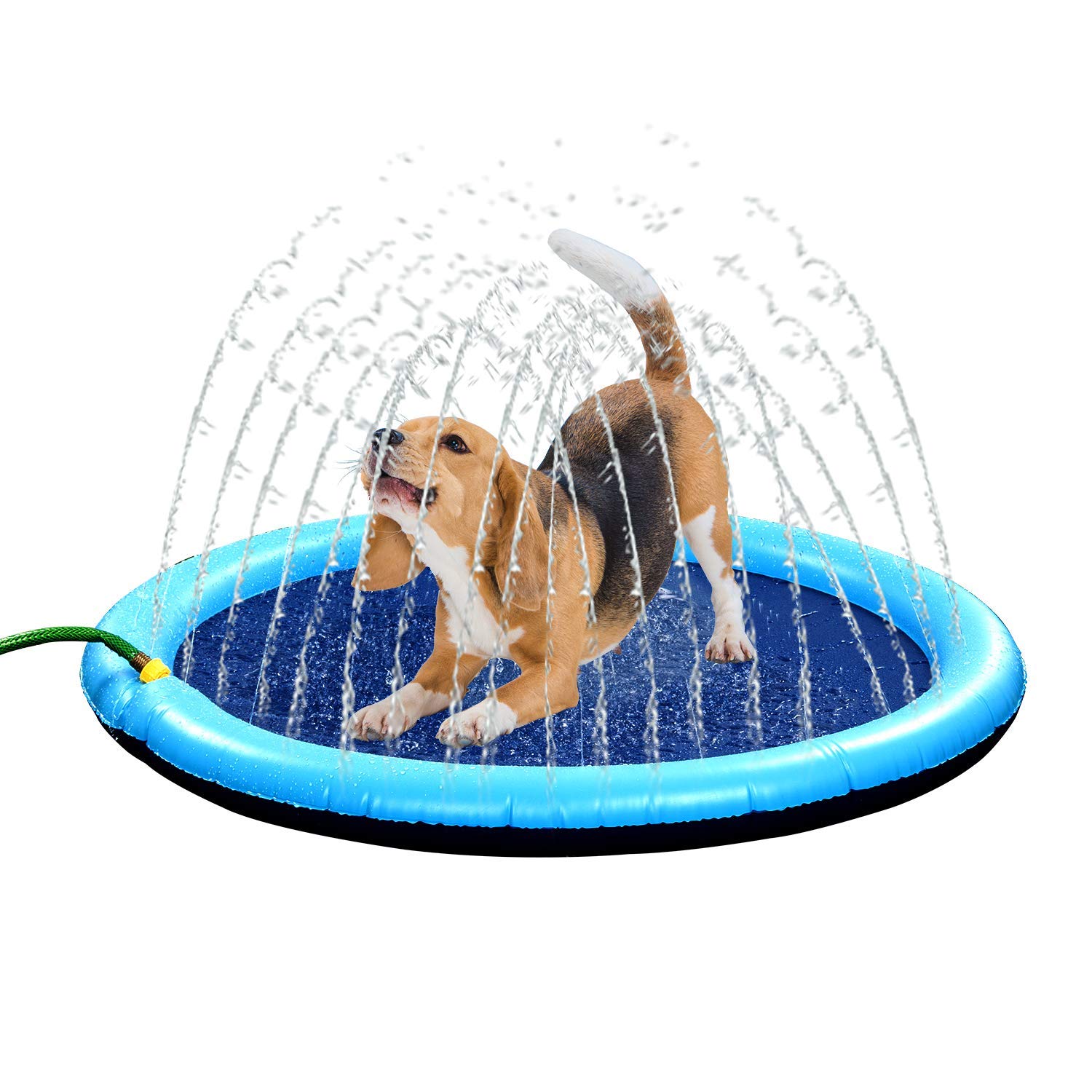 Bundaloo Dog Sprinkler Pool - Outdoor Water Splash Mat & Bathing Fountain for Pets - Thick PVC Material, Non-Slip Bottom, Connects to Standard Garden Hoses - Summer, Lawn & Yard Toy - 51� Diameter  - Like New