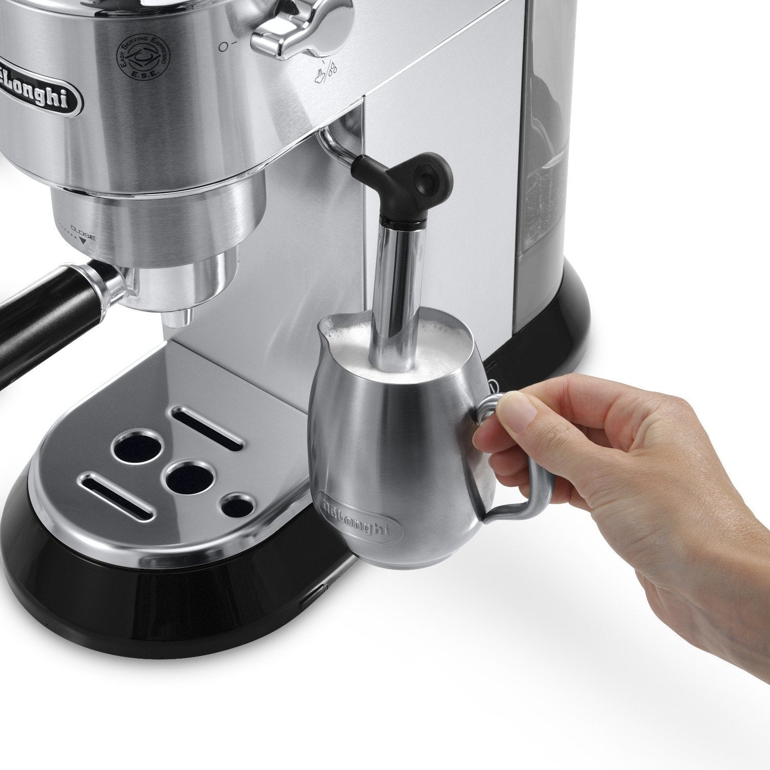 De'Longhi Dedica EC680M, Espresso Machine, Coffee and Cappucino Maker with Milk Frother, Metal / Stainless, Compact Design 6 in Wide, Fit Mug Up to 5 in  - Like New