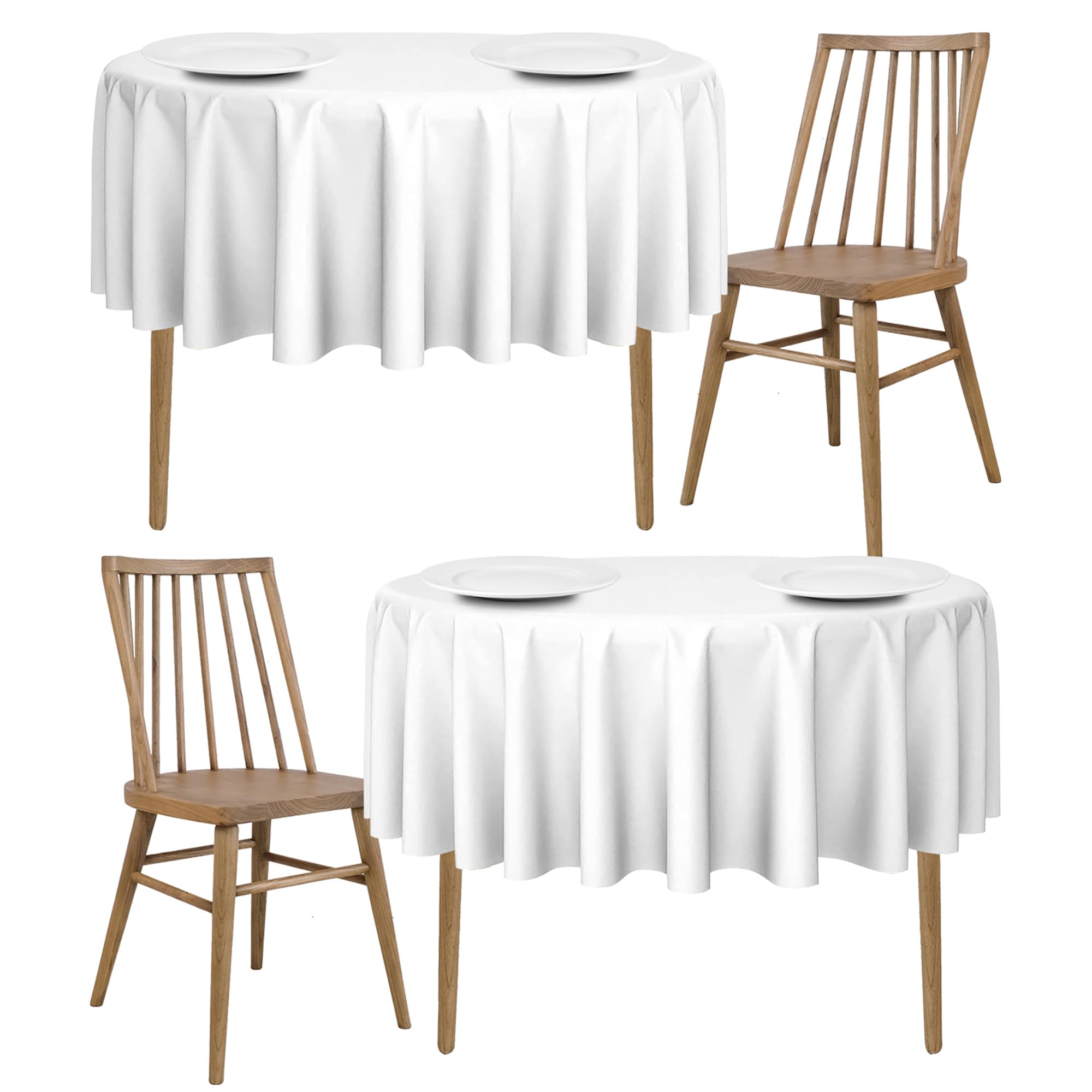 [2 Pack] 70, 90, 108, 120" Round Premium Tablecloths for Wedding | Banquet | Restaurant | Washable Fabric Table Cloth  - Very Good