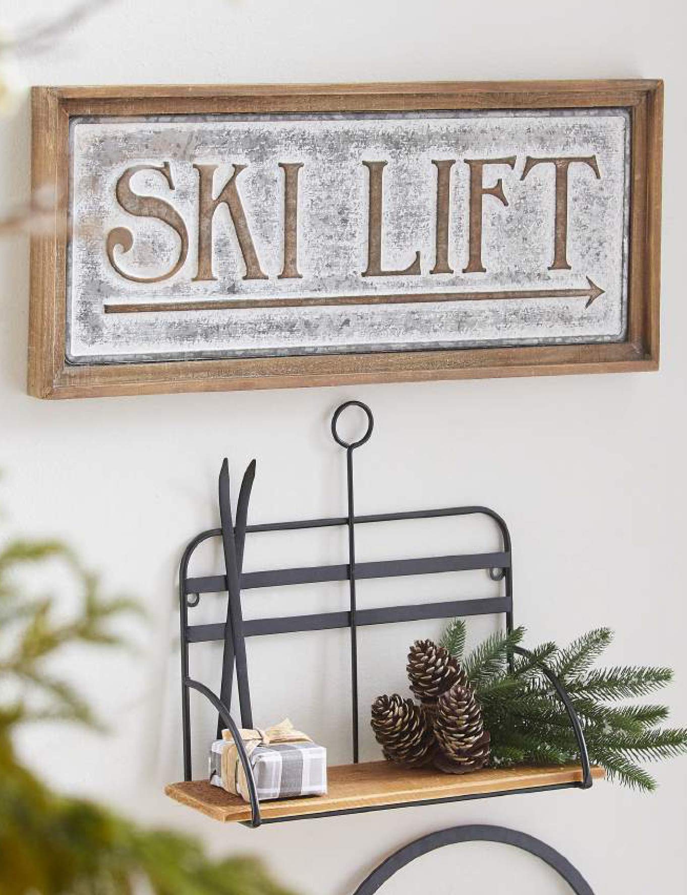 Raz Imports Pinecone Lodge 15.75-inch Ski Lift Ornament  - Like New