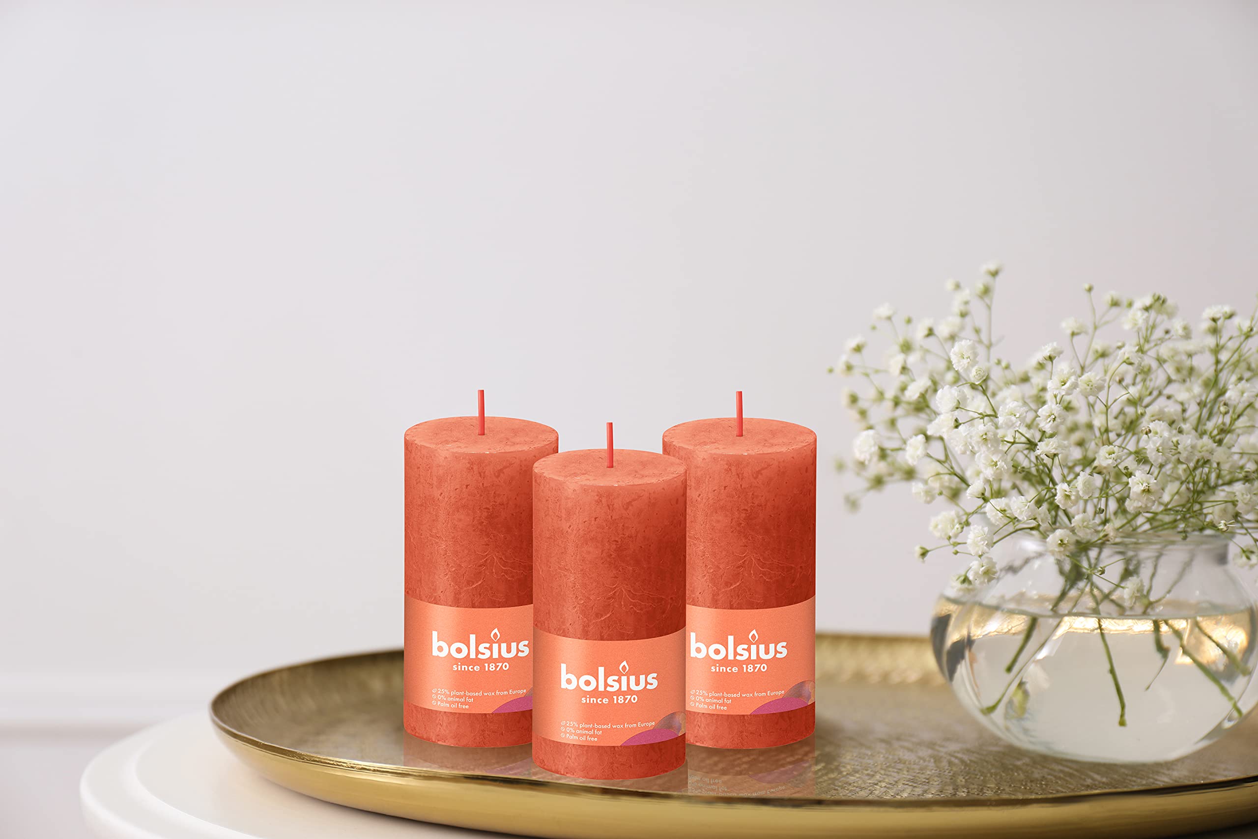BOLSIUS 4 Pack Orange Rustic Pillar Candles - 2 X 4 Inches - Premium European Quality - Includes Natural Plant-Based Wax - Unscented Dripless Smokeless 30 Hour Party D�cor and Wedding Candles  - Acceptable